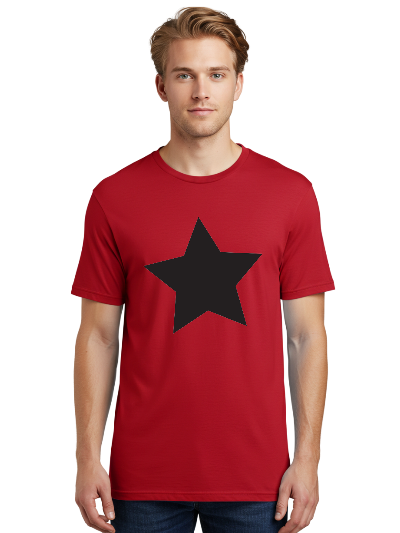 Black-Star Men'S Graphic Tee, 100% Cotton, Comfortable Casual Summer Wear, Machine Washable, Five-Pointed Star, Black Star, Bold Graphic, Simple Design, Minimalist Style, Star Symbol, Iconic Shape Aac522 18