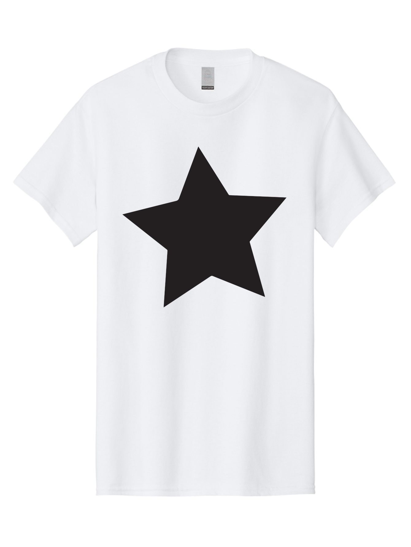 Black-Star Men'S Graphic Tee, 100% Cotton, Comfortable Casual Summer Wear, Machine Washable, Five-Pointed Star, Black Star, Bold Graphic, Simple Design, Minimalist Style, Star Symbol, Iconic Shape Aac522 25