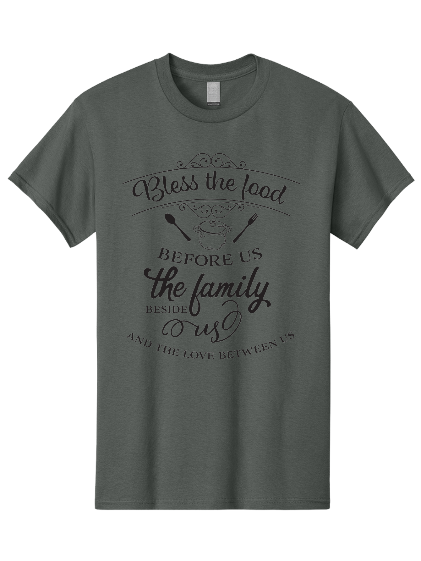 Bless-The-Food Men'S Graphic Tee, 100% Cotton, Comfortable Casual Summer Wear, Machine Washable, Family Dinner Quote, Blessing Before Meal, Gratitude, Love, Family Bonding, Kitchen Decor, Inspirational Quote, Cooking Together, Dinner Time, Aac523 19