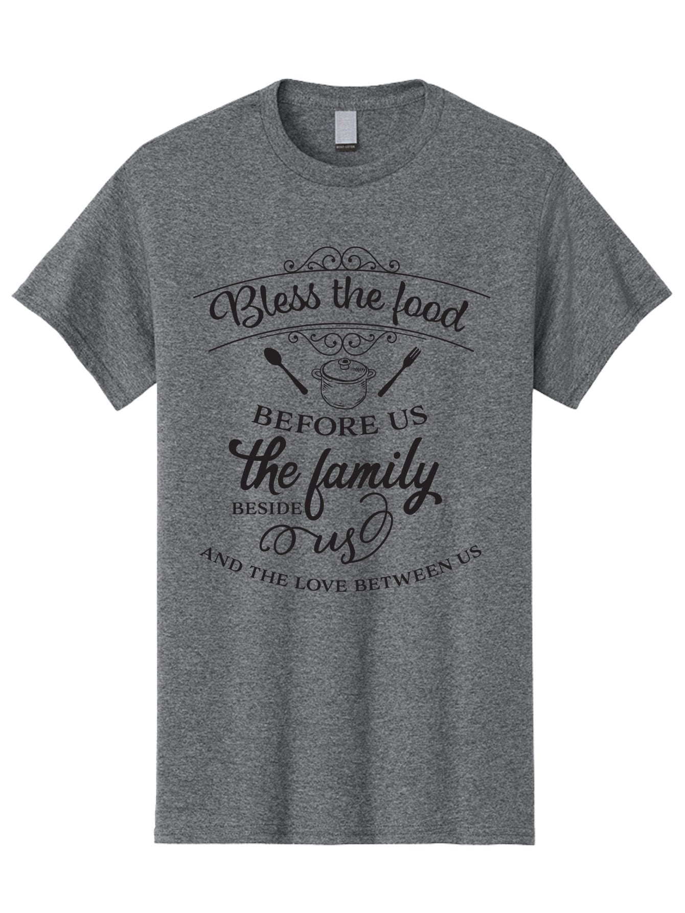 Bless-The-Food Men'S Graphic Tee, 100% Cotton, Comfortable Casual Summer Wear, Machine Washable, Family Dinner Quote, Blessing Before Meal, Gratitude, Love, Family Bonding, Kitchen Decor, Inspirational Quote, Cooking Together, Dinner Time, Aac523 14