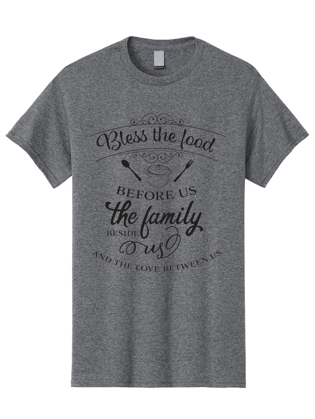 Bless-The-Food Men'S Graphic Tee, 100% Cotton, Comfortable Casual Summer Wear, Machine Washable, Family Dinner Quote, Blessing Before Meal, Gratitude, Love, Family Bonding, Kitchen Decor, Inspirational Quote, Cooking Together, Dinner Time, Aac523 3