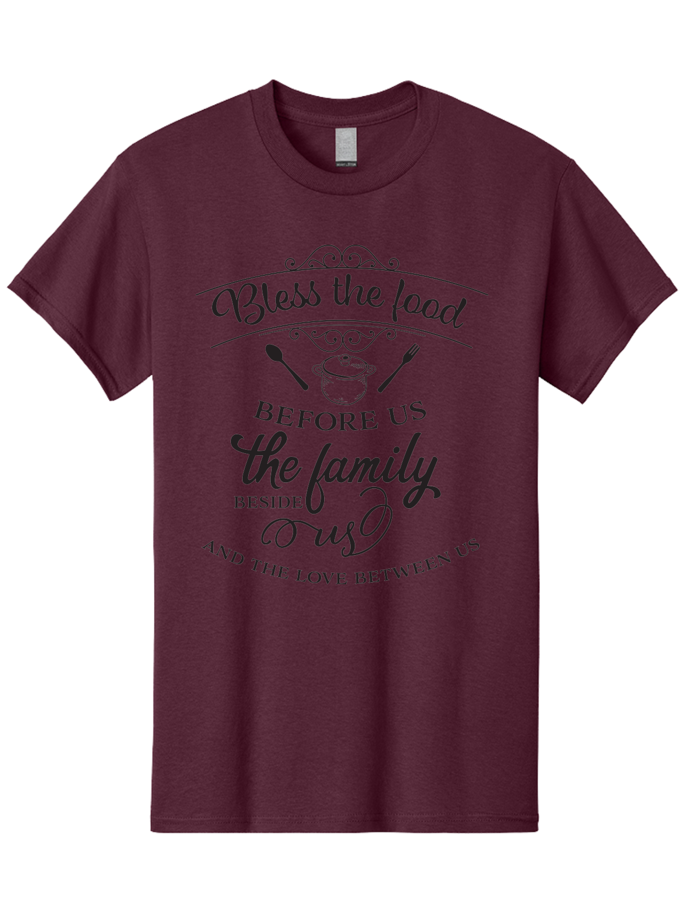 Bless-The-Food Men'S Graphic Tee, 100% Cotton, Comfortable Casual Summer Wear, Machine Washable, Family Dinner Quote, Blessing Before Meal, Gratitude, Love, Family Bonding, Kitchen Decor, Inspirational Quote, Cooking Together, Dinner Time, Aac523