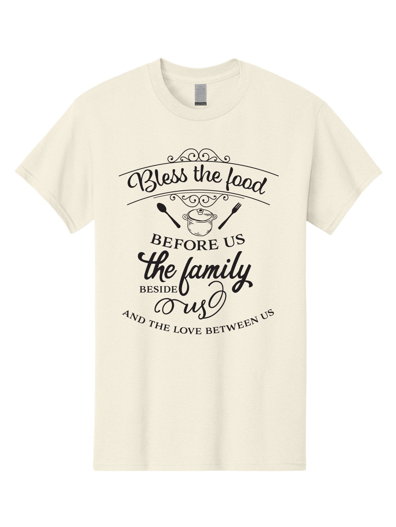 Bless-The-Food Men'S Graphic Tee, 100% Cotton, Comfortable Casual Summer Wear, Machine Washable, Family Dinner Quote, Blessing Before Meal, Gratitude, Love, Family Bonding, Kitchen Decor, Inspirational Quote, Cooking Together, Dinner Time, Aac523 10
