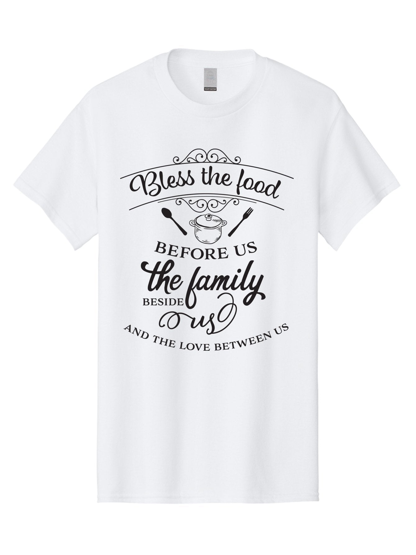 Bless-The-Food Men'S Graphic Tee, 100% Cotton, Comfortable Casual Summer Wear, Machine Washable, Family Dinner Quote, Blessing Before Meal, Gratitude, Love, Family Bonding, Kitchen Decor, Inspirational Quote, Cooking Together, Dinner Time, Aac523 6