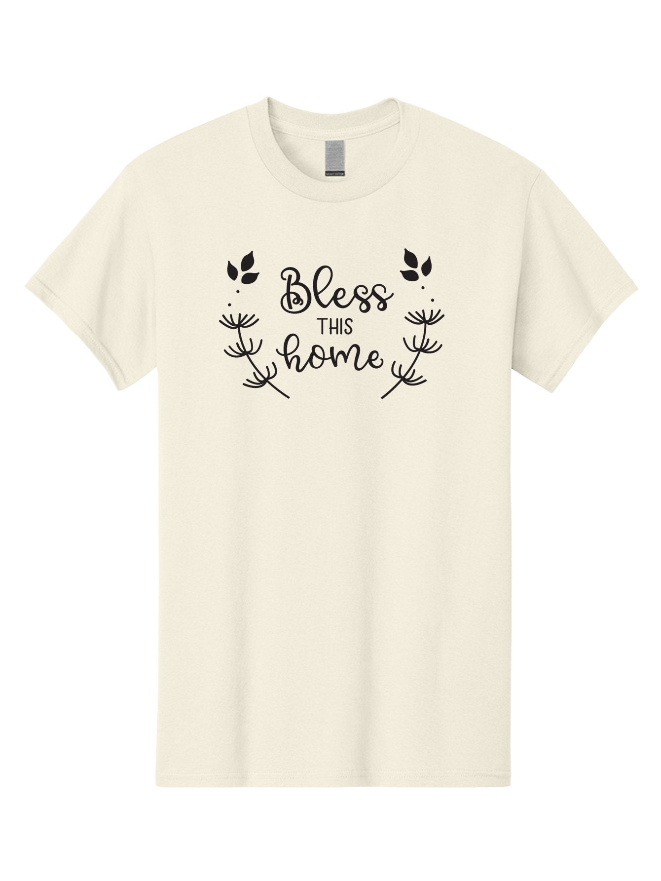 Bless-This-Home Men'S Graphic Tee, 100% Cotton, Comfortable Casual Summer Wear, Machine Washable, Bless This Home, Home Decor, Inspirational Quote, Floral Design, Dandelion Graphics, Home Blessing, Positive Vibes, Wall Art, Motivational Quote, Aac524 3