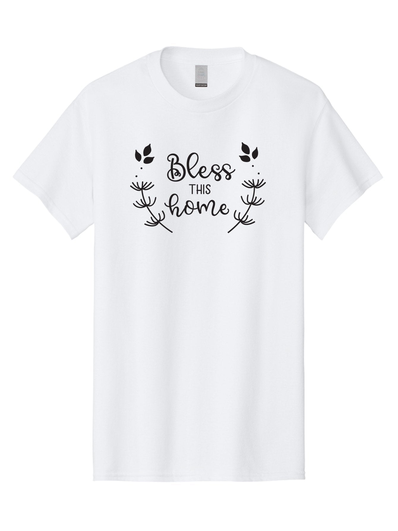 Bless-This-Home Men'S Graphic Tee, 100% Cotton, Comfortable Casual Summer Wear, Machine Washable, Bless This Home, Home Decor, Inspirational Quote, Floral Design, Dandelion Graphics, Home Blessing, Positive Vibes, Wall Art, Motivational Quote, Aac524 15