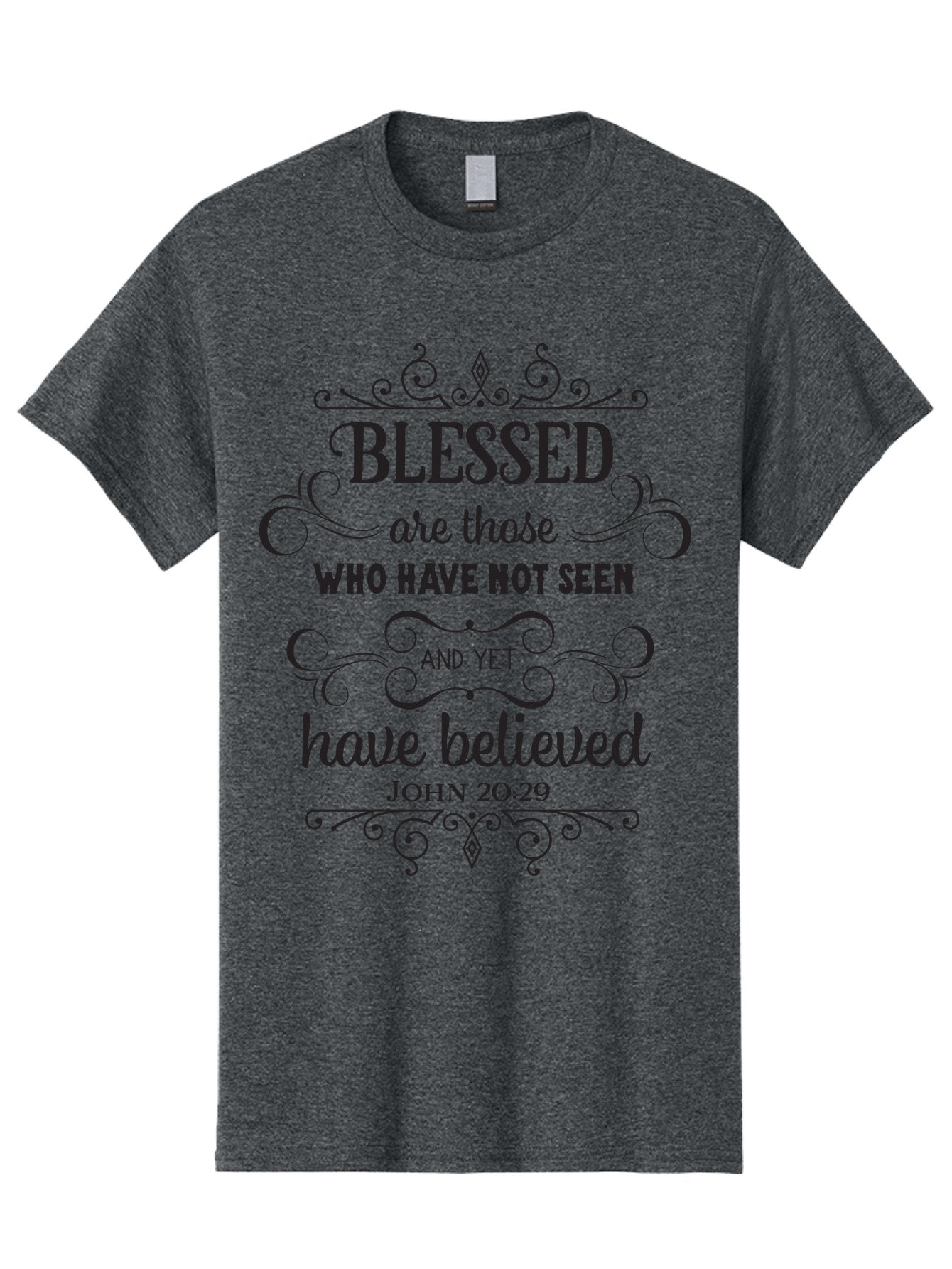 Blessed-Are-Those Men'S Graphic Tee, 100% Cotton, Comfortable Casual Summer Wear, Machine Washable, Inspirational Quote, Faith-Based Message, Biblical Scripture, John 20:29, Blessed Are Those Who Have Not Seen And Yet Have Believed, Aac526 14