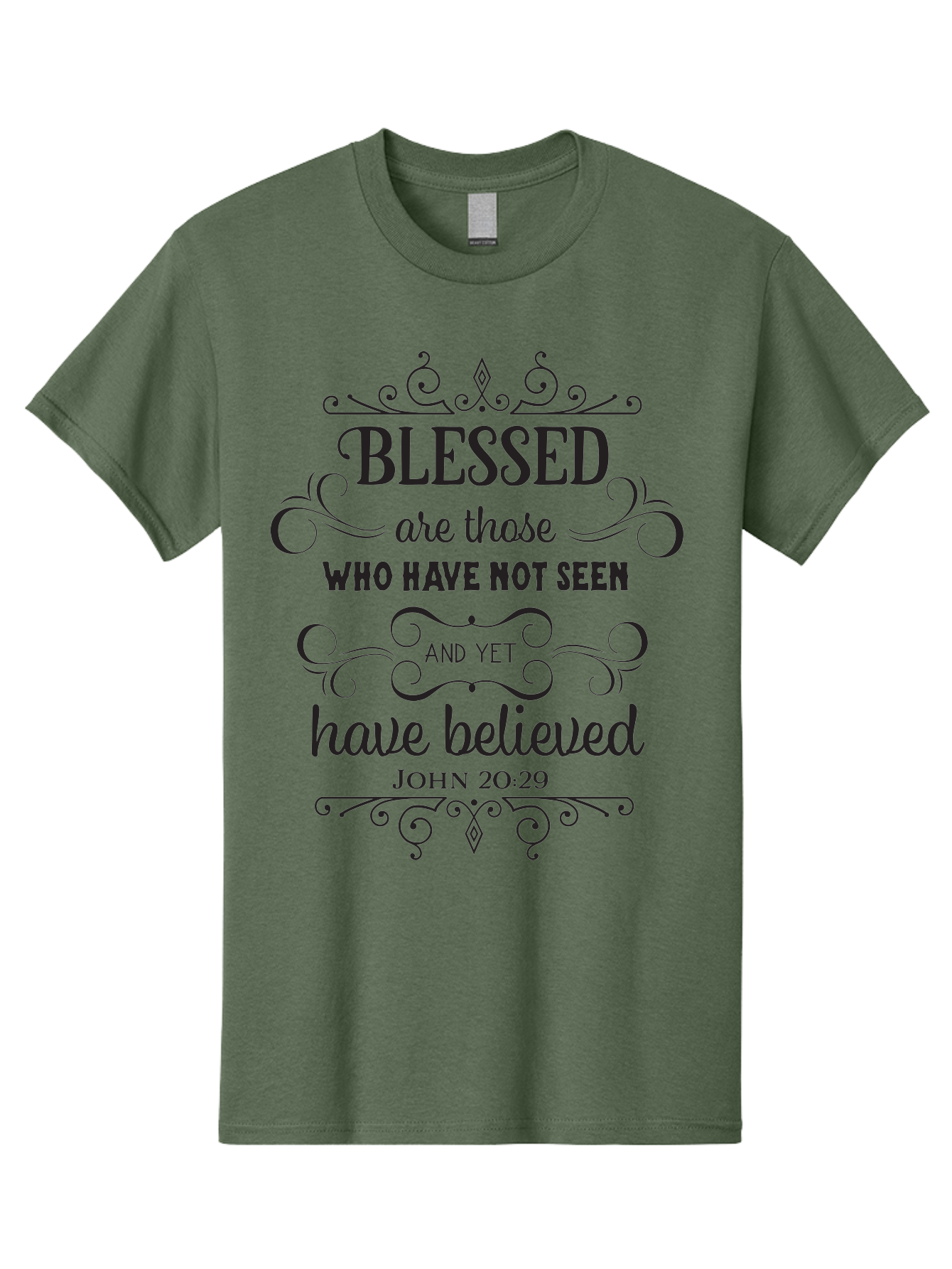 Blessed-Are-Those Men'S Graphic Tee, 100% Cotton, Comfortable Casual Summer Wear, Machine Washable, Inspirational Quote, Faith-Based Message, Biblical Scripture, John 20:29, Blessed Are Those Who Have Not Seen And Yet Have Believed, Aac526 11