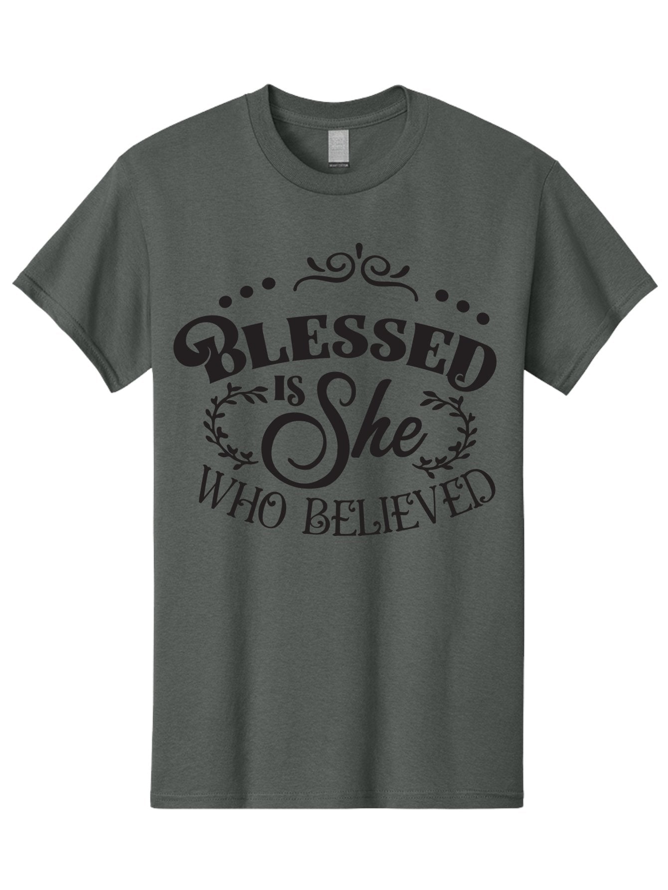 Blessed-Is-She-Who-Believed Men'S Graphic Tee, 100% Cotton, Comfortable Casual Summer Wear, Machine Washable, Inspirational Quote, Motivational Phrase, Blessed Is She Who Believed, Faith-Based Message, Positive Affirmation, Female Empowerment Aac527 14
