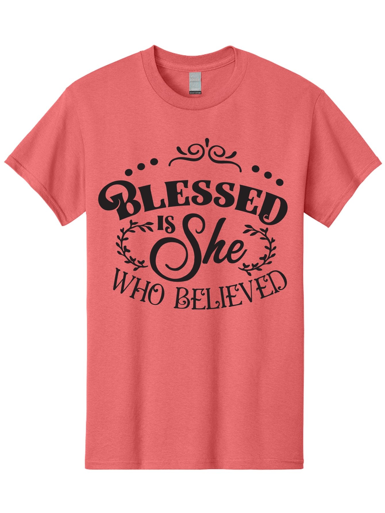 Blessed-Is-She-Who-Believed Men'S Graphic Tee, 100% Cotton, Comfortable Casual Summer Wear, Machine Washable, Inspirational Quote, Motivational Phrase, Blessed Is She Who Believed, Faith-Based Message, Positive Affirmation, Female Empowerment Aac527 13