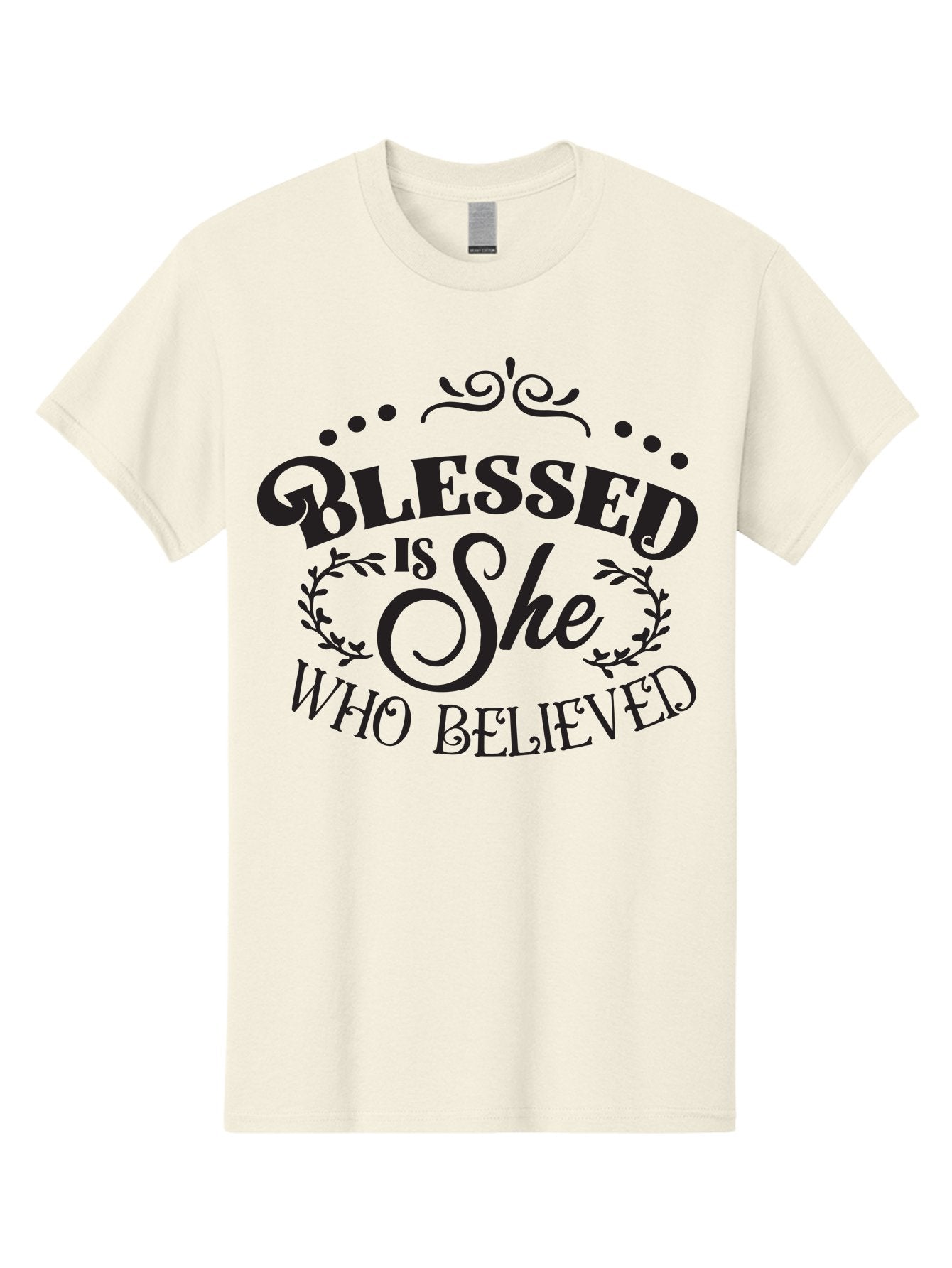 Blessed-Is-She-Who-Believed Men'S Graphic Tee, 100% Cotton, Comfortable Casual Summer Wear, Machine Washable, Inspirational Quote, Motivational Phrase, Blessed Is She Who Believed, Faith-Based Message, Positive Affirmation, Female Empowerment Aac527 6