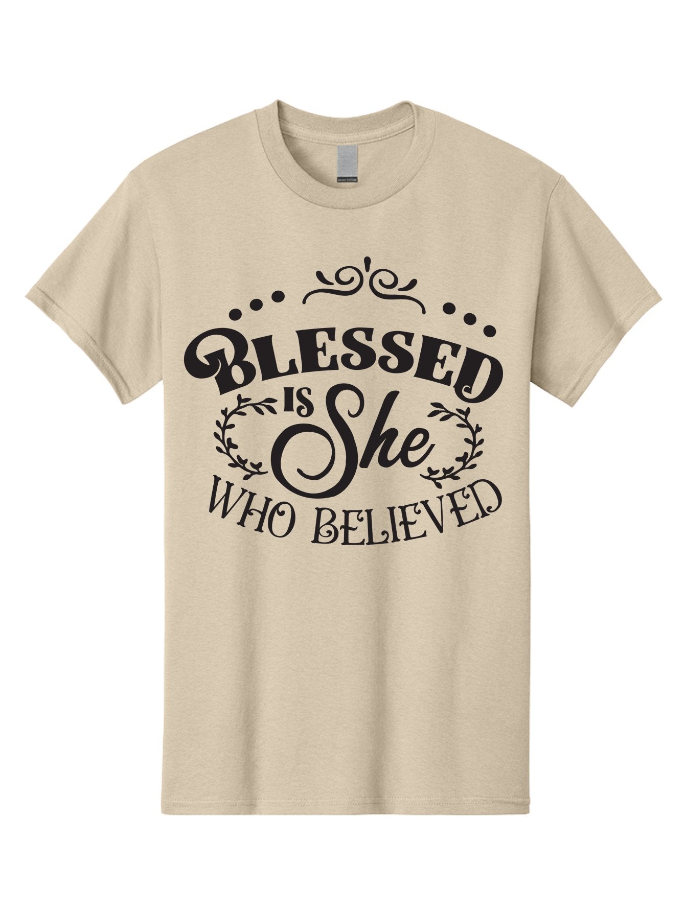 Blessed-Is-She-Who-Believed Men'S Graphic Tee, 100% Cotton, Comfortable Casual Summer Wear, Machine Washable, Inspirational Quote, Motivational Phrase, Blessed Is She Who Believed, Faith-Based Message, Positive Affirmation, Female Empowerment Aac527 7