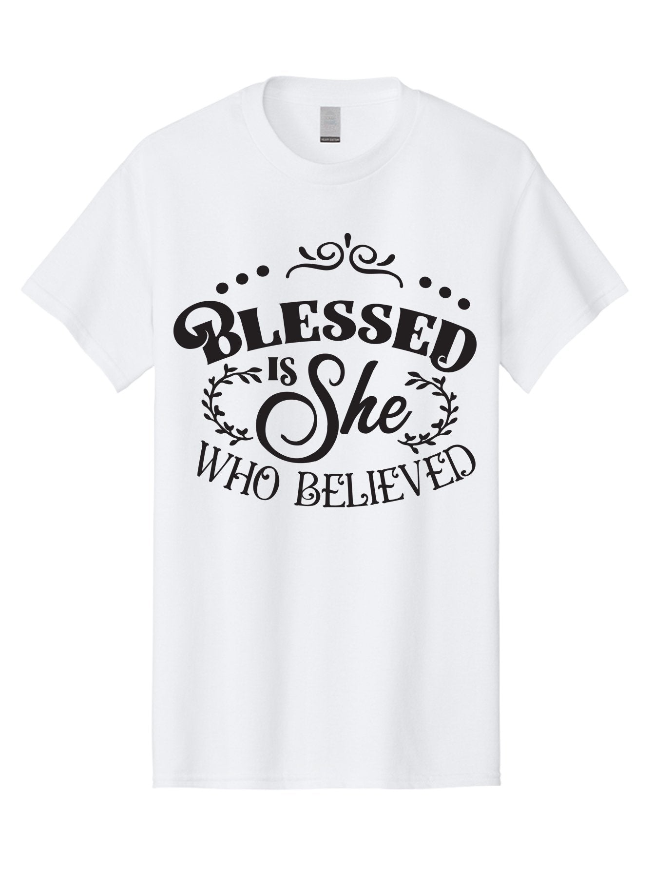 Blessed-Is-She-Who-Believed Men'S Graphic Tee, 100% Cotton, Comfortable Casual Summer Wear, Machine Washable, Inspirational Quote, Motivational Phrase, Blessed Is She Who Believed, Faith-Based Message, Positive Affirmation, Female Empowerment Aac527