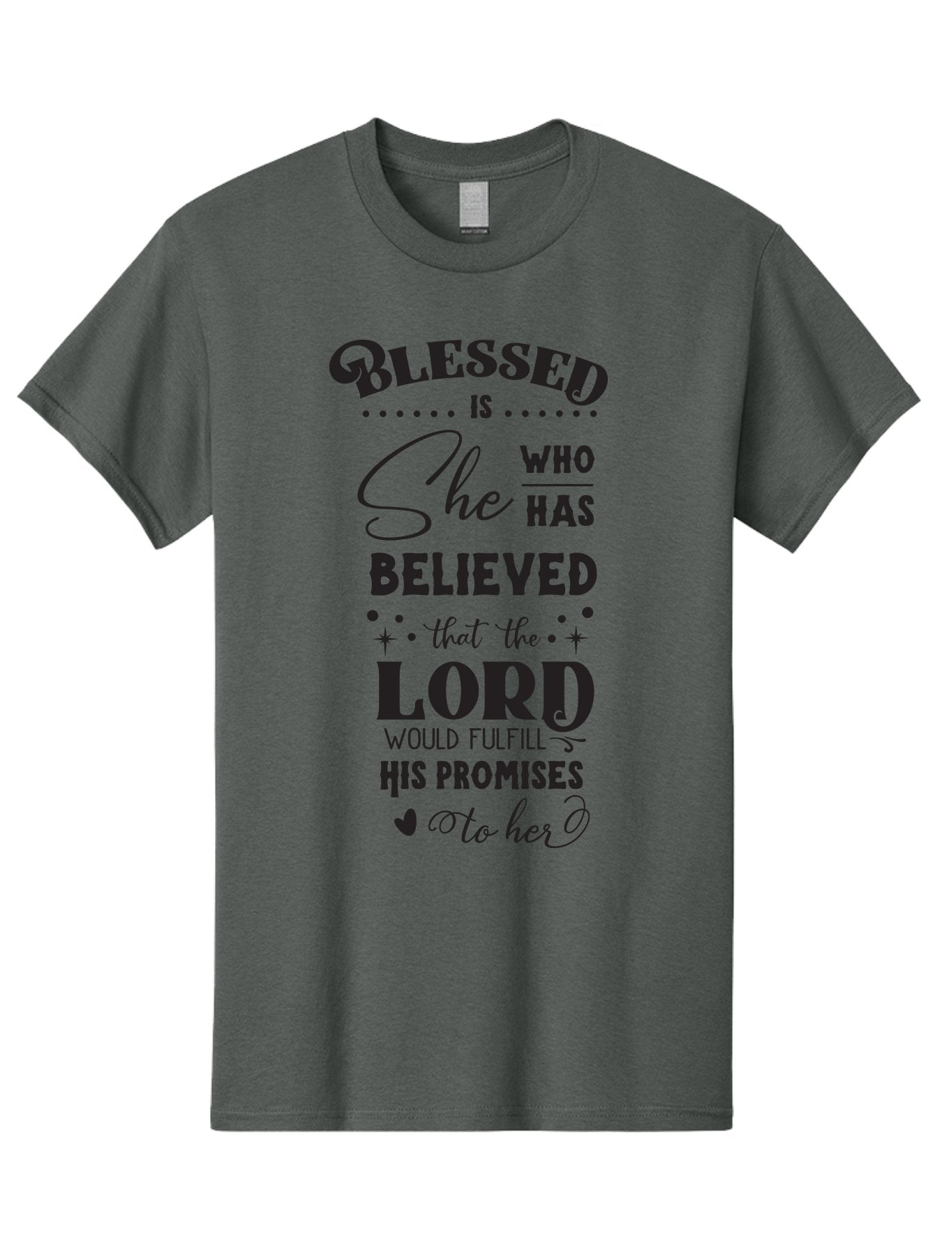 Blessed-Is-She Men'S Graphic Tee, 100% Cotton, Comfortable Casual Summer Wear, Machine Washable, Inspirational Quote, Motivational Saying, Faith-Based Message, Encouraging Words, Spiritual Guidance, Empowerment For Women, Christian Values, Aac528