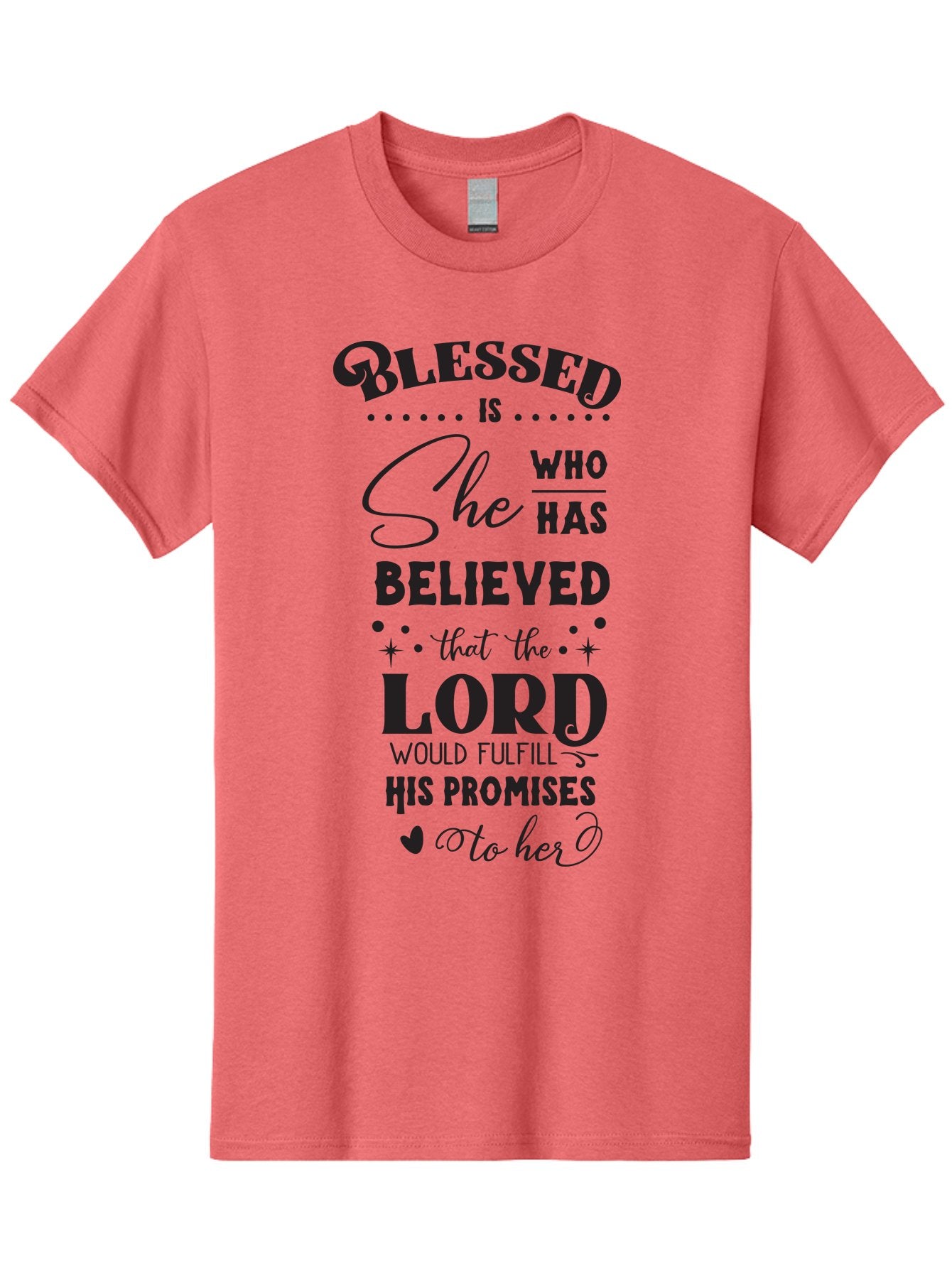 Blessed-Is-She Men'S Graphic Tee, 100% Cotton, Comfortable Casual Summer Wear, Machine Washable, Inspirational Quote, Motivational Saying, Faith-Based Message, Encouraging Words, Spiritual Guidance, Empowerment For Women, Christian Values, Aac528