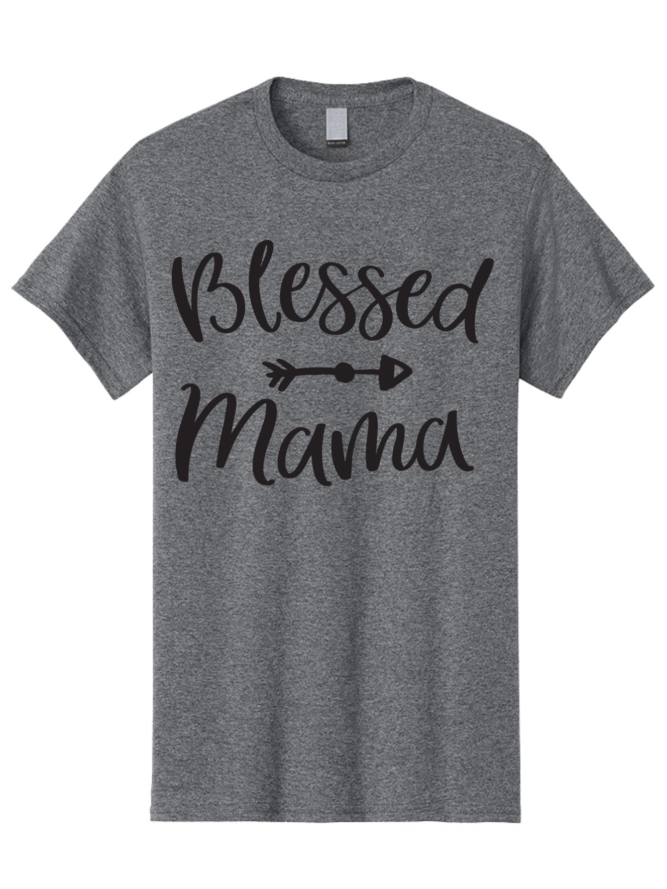 Blessed-Mama Men'S Graphic Tee, 100% Cotton, Comfortable Casual Summer Wear, Machine Washable, Blessed Mama, Inspirational Quote, Motivational Phrase, Arrow Symbol, Motherhood, Love, Positivity, Faith, Family Aac529 7