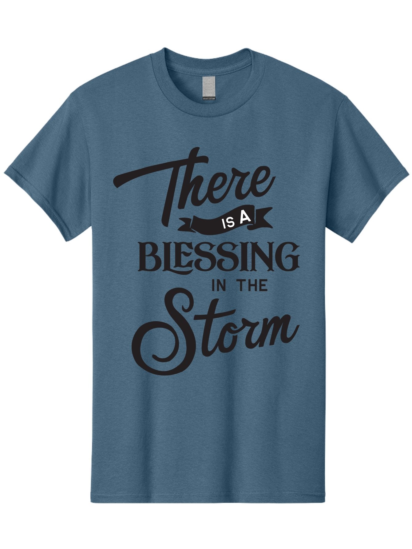 Blessing-In-The-Storm Men'S Graphic Tee, 100% Cotton, Comfortable Casual Summer Wear, Machine Washable, Inspirational Quote, Motivational Message, Blessing In The Storm, Uplifting Words, Positive Affirmation, Faith, Perseverance, Aac530