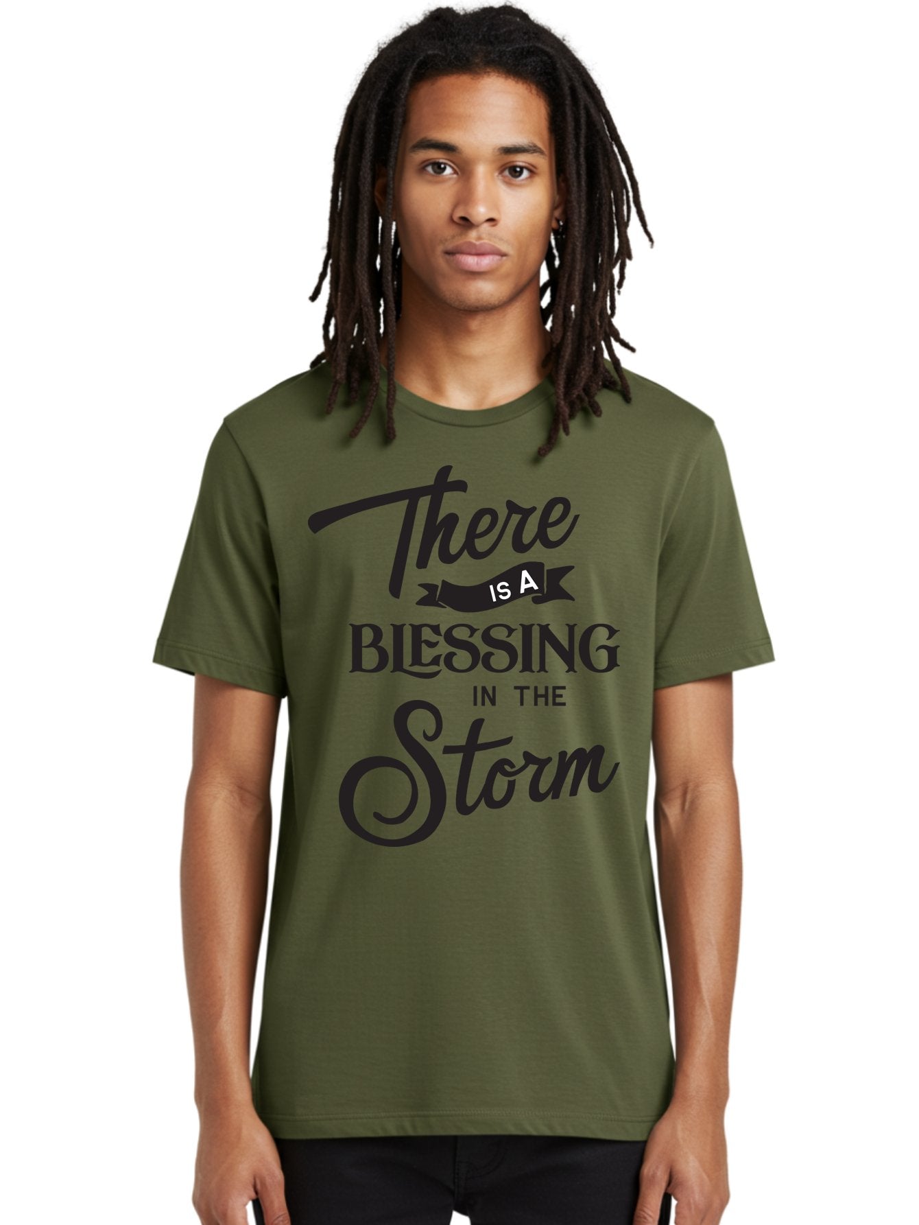 Blessing-In-The-Storm Men'S Graphic Tee, 100% Cotton, Comfortable Casual Summer Wear, Machine Washable, Inspirational Quote, Motivational Message, Blessing In The Storm, Uplifting Words, Positive Affirmation, Faith, Perseverance, Aac530 29