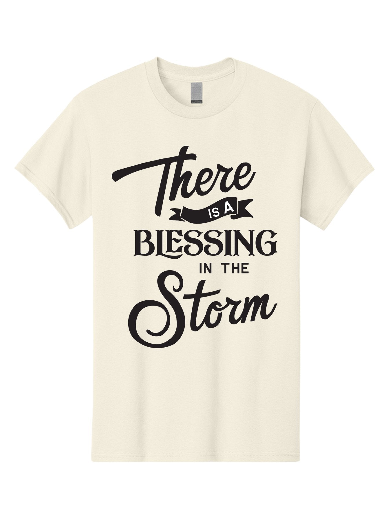Blessing-In-The-Storm Men'S Graphic Tee, 100% Cotton, Comfortable Casual Summer Wear, Machine Washable, Inspirational Quote, Motivational Message, Blessing In The Storm, Uplifting Words, Positive Affirmation, Faith, Perseverance, Aac530