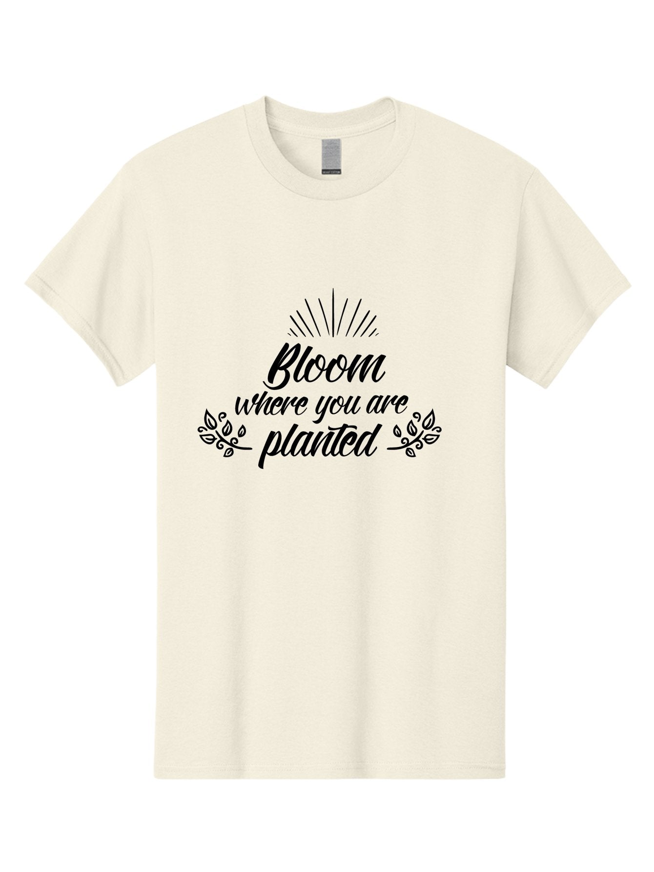 Bloom-Where-You-Are-Planted Men'S Graphic Tee, 100% Cotton, Comfortable Casual Summer Wear, Machine Washable, Inspirational Quote, Motivational Phrase, Blooming Flowers, Growth Mindset, Positive Vibes, Floral Design, Typography Art, Aac532