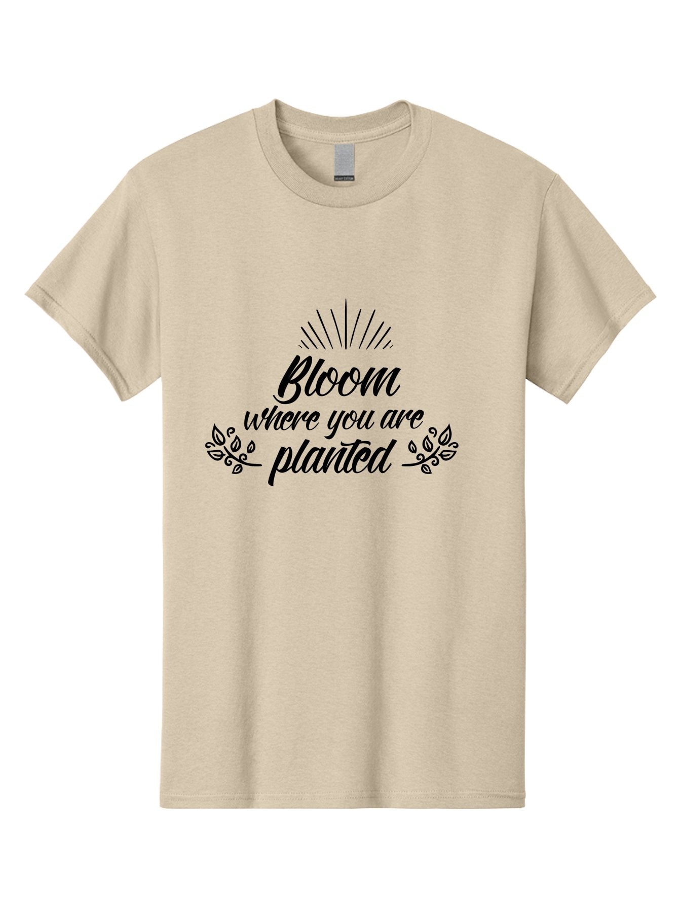 Bloom-Where-You-Are-Planted Men'S Graphic Tee, 100% Cotton, Comfortable Casual Summer Wear, Machine Washable, Inspirational Quote, Motivational Phrase, Blooming Flowers, Growth Mindset, Positive Vibes, Floral Design, Typography Art, Aac532 13
