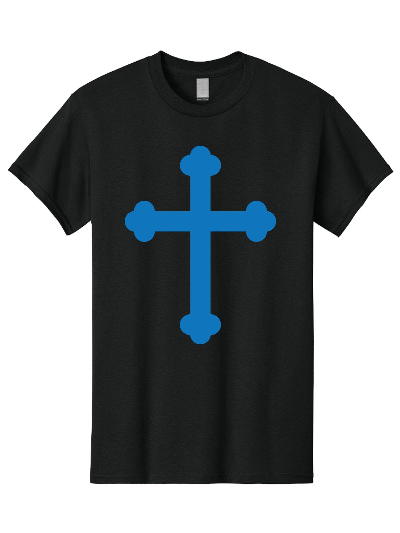 Blue-Cross Men'S Graphic Tee, 100% Cotton, Comfortable Casual Summer Wear, Machine Washable, Blue Cross, Heraldic Symbol, Christian Cross, Potent Cross, Symbolic Imagery, Faith Representation, Graphic Design Element, Symbolic Graphic Aac534