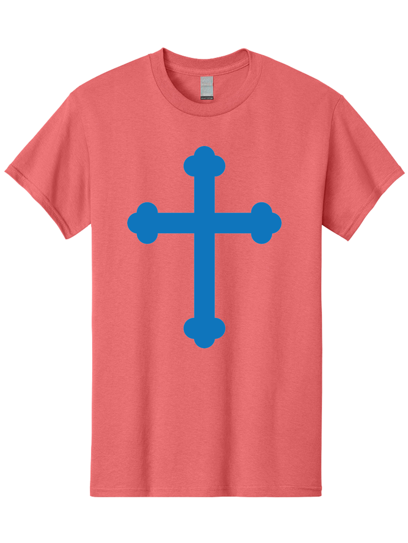 Blue-Cross Men'S Graphic Tee, 100% Cotton, Comfortable Casual Summer Wear, Machine Washable, Blue Cross, Heraldic Symbol, Christian Cross, Potent Cross, Symbolic Imagery, Faith Representation, Graphic Design Element, Symbolic Graphic Aac534