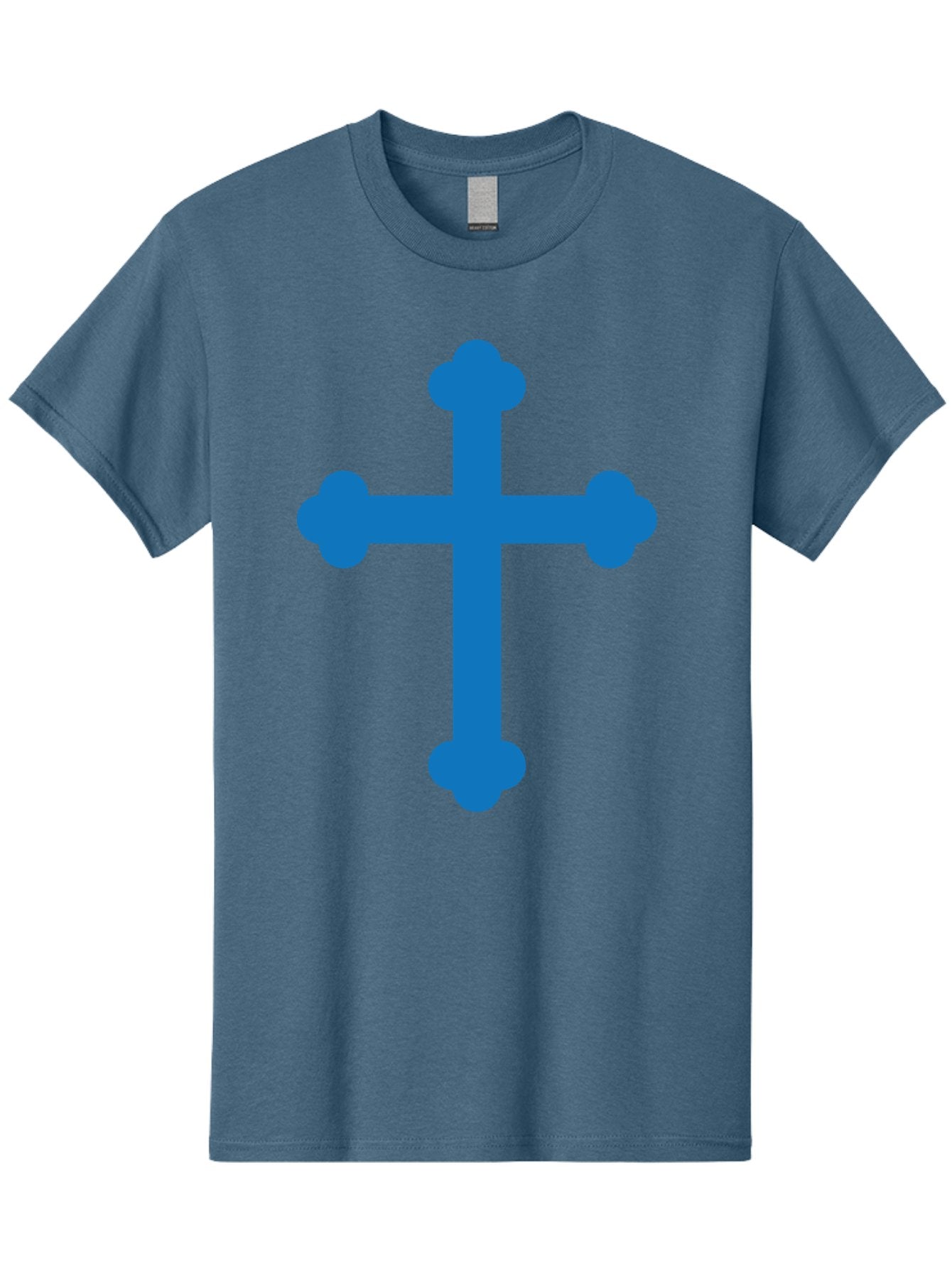 Blue-Cross Men'S Graphic Tee, 100% Cotton, Comfortable Casual Summer Wear, Machine Washable, Blue Cross, Heraldic Symbol, Christian Cross, Potent Cross, Symbolic Imagery, Faith Representation, Graphic Design Element, Symbolic Graphic Aac534 7