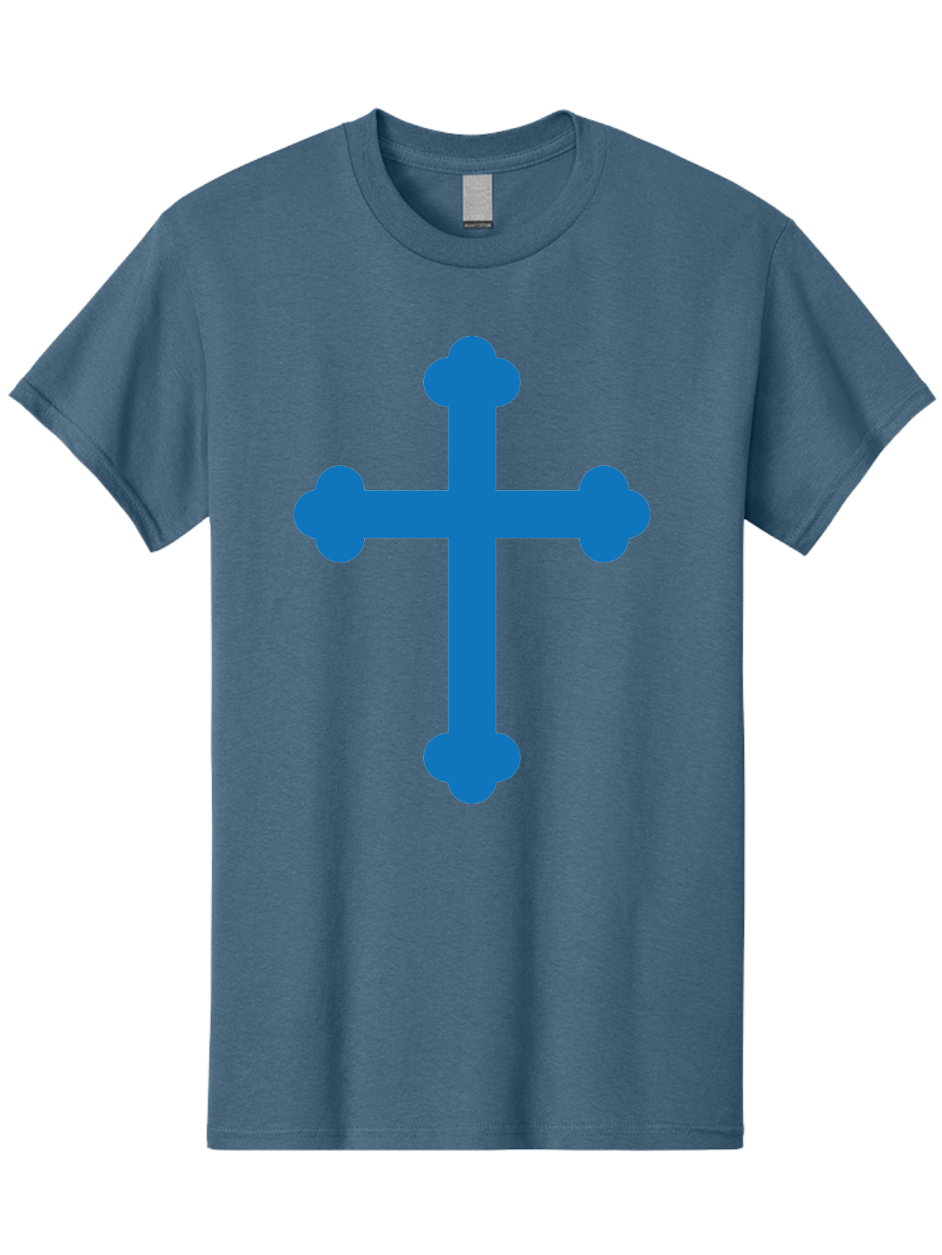 Blue-Cross Men'S Graphic Tee, 100% Cotton, Comfortable Casual Summer Wear, Machine Washable, Blue Cross, Heraldic Symbol, Christian Cross, Potent Cross, Symbolic Imagery, Faith Representation, Graphic Design Element, Symbolic Graphic Aac534 25