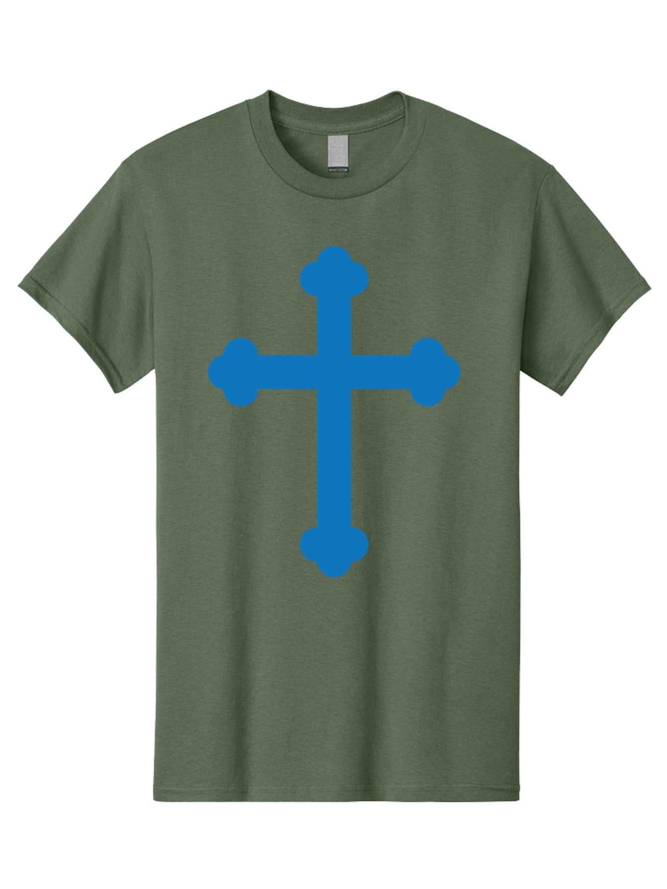 Blue-Cross Men'S Graphic Tee, 100% Cotton, Comfortable Casual Summer Wear, Machine Washable, Blue Cross, Heraldic Symbol, Christian Cross, Potent Cross, Symbolic Imagery, Faith Representation, Graphic Design Element, Symbolic Graphic Aac534 13