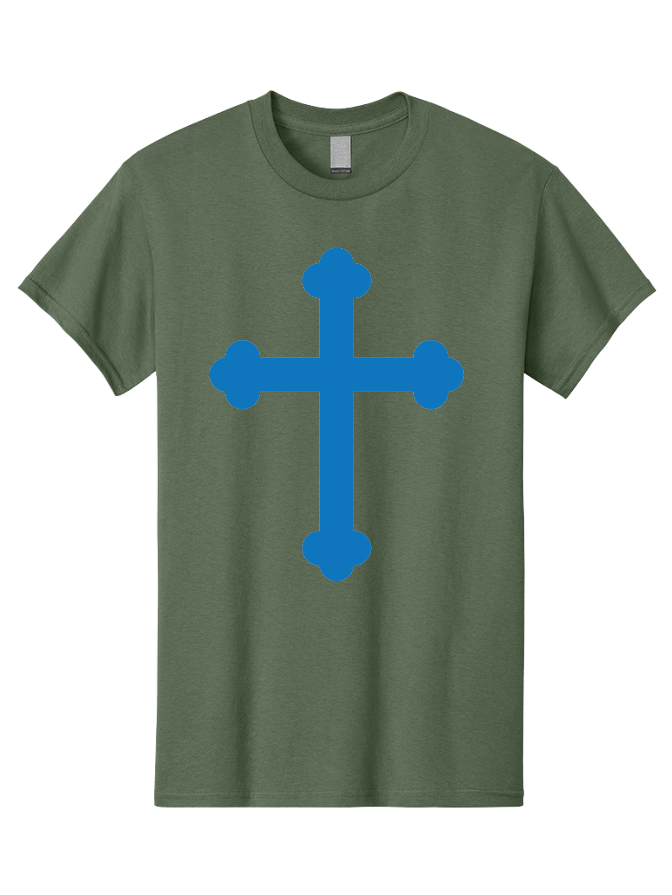 Blue-Cross Men'S Graphic Tee, 100% Cotton, Comfortable Casual Summer Wear, Machine Washable, Blue Cross, Heraldic Symbol, Christian Cross, Potent Cross, Symbolic Imagery, Faith Representation, Graphic Design Element, Symbolic Graphic Aac534 29