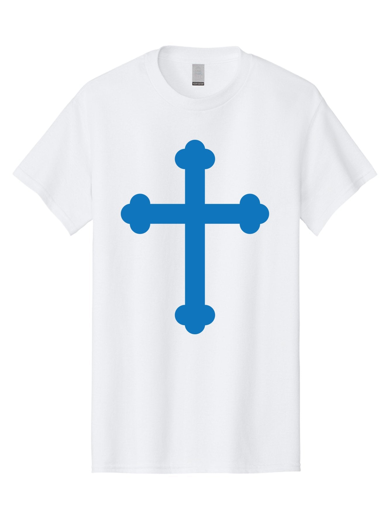 Blue-Cross Men'S Graphic Tee, 100% Cotton, Comfortable Casual Summer Wear, Machine Washable, Blue Cross, Heraldic Symbol, Christian Cross, Potent Cross, Symbolic Imagery, Faith Representation, Graphic Design Element, Symbolic Graphic Aac534