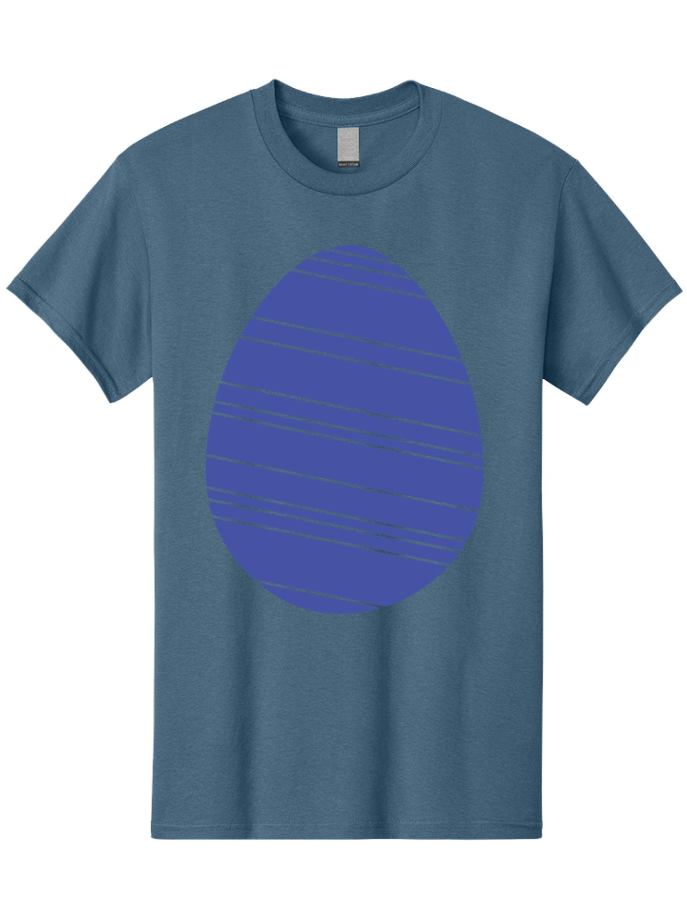 Blue-Easter-Egg Men'S Graphic Tee, 100% Cotton, Comfortable Casual Summer Wear, Machine Washable, Blue Oval Shape, Diagonal Stripes, Striped Pattern, Graphic Design, Abstract Art, Vibrant Colors, Modern Illustration Aac535 7