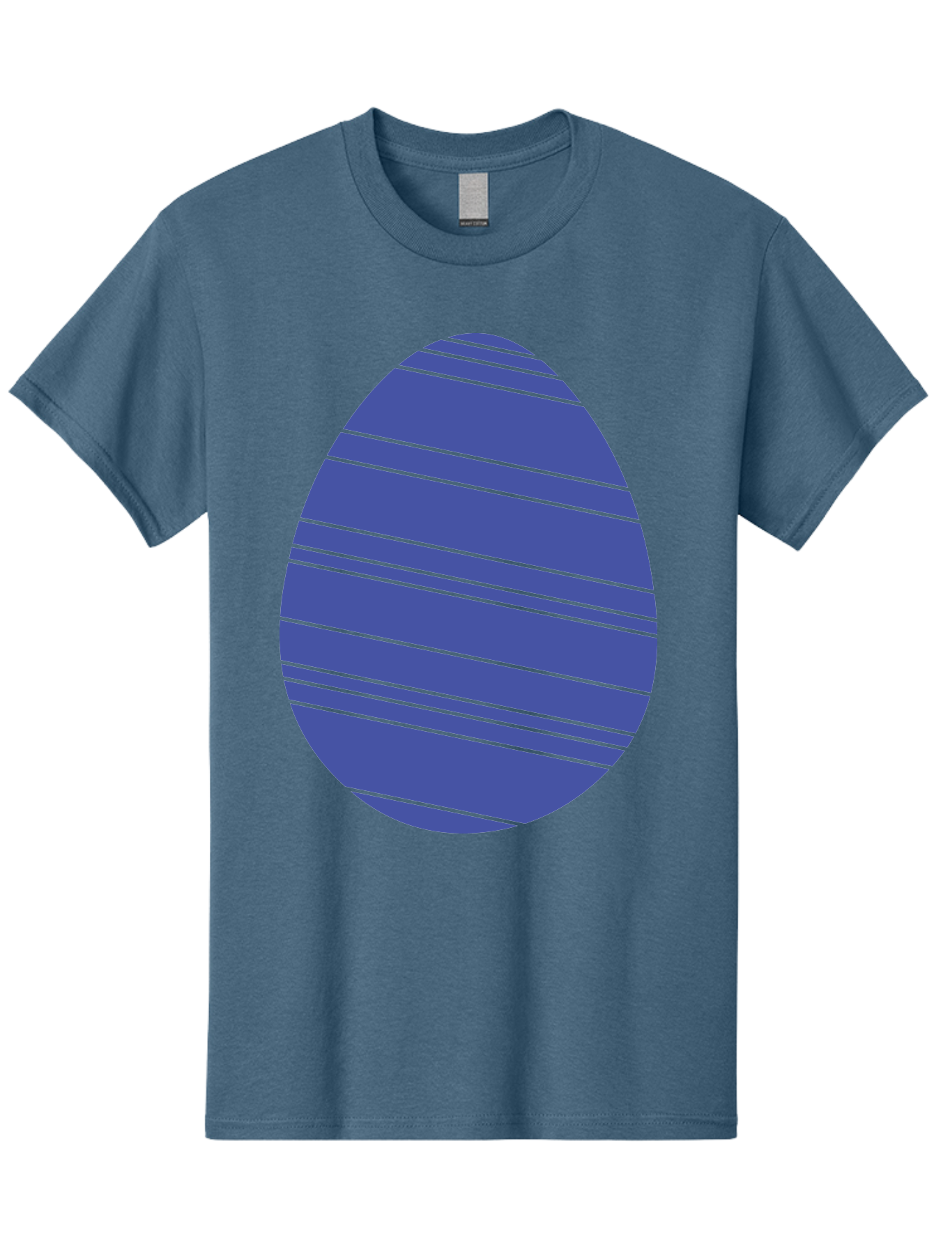 Blue-Easter-Egg Men'S Graphic Tee, 100% Cotton, Comfortable Casual Summer Wear, Machine Washable, Blue Oval Shape, Diagonal Stripes, Striped Pattern, Graphic Design, Abstract Art, Vibrant Colors, Modern Illustration Aac535 25