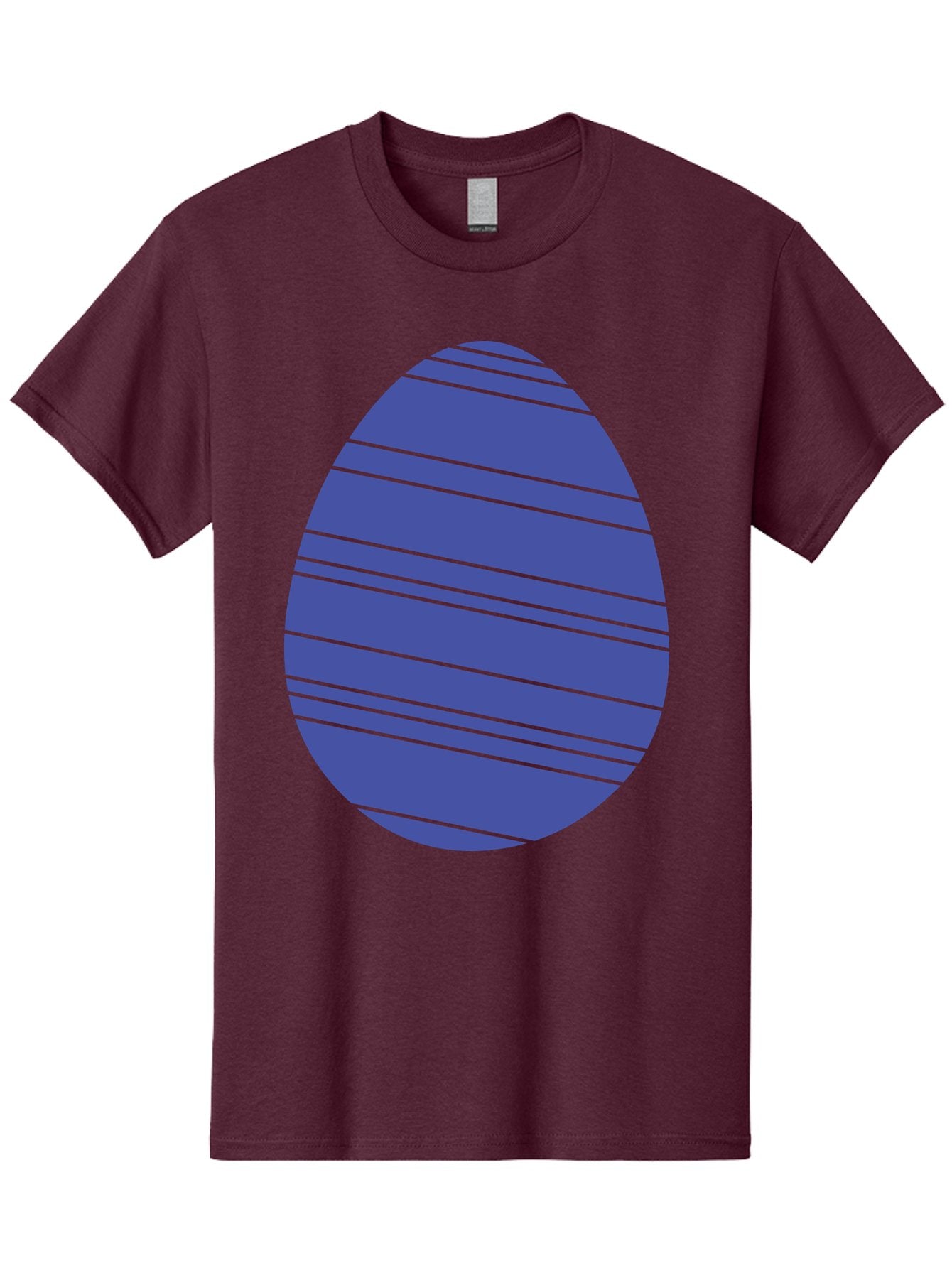Blue-Easter-Egg Men'S Graphic Tee, 100% Cotton, Comfortable Casual Summer Wear, Machine Washable, Blue Oval Shape, Diagonal Stripes, Striped Pattern, Graphic Design, Abstract Art, Vibrant Colors, Modern Illustration Aac535 3