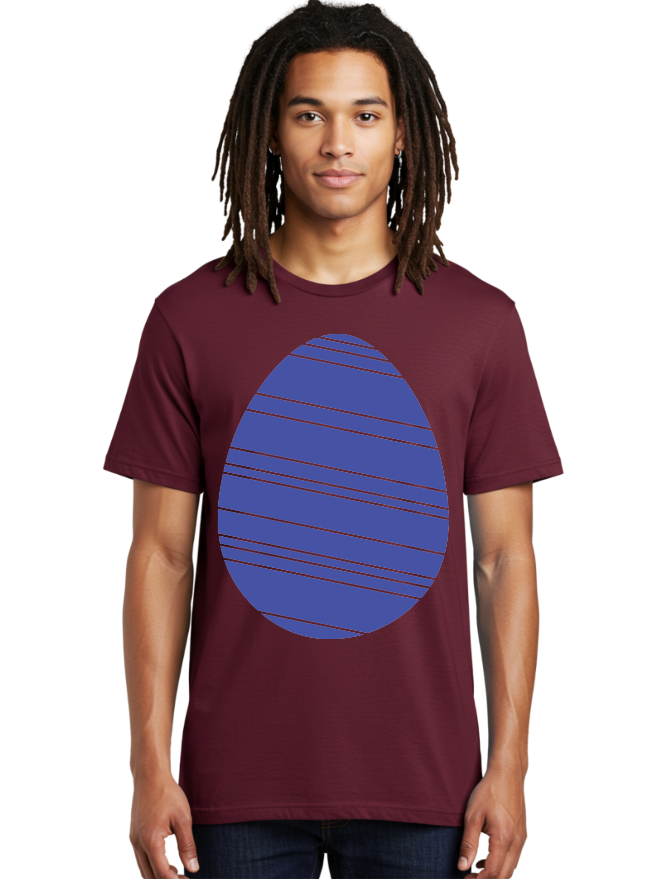 Blue-Easter-Egg Men'S Graphic Tee, 100% Cotton, Comfortable Casual Summer Wear, Machine Washable, Blue Oval Shape, Diagonal Stripes, Striped Pattern, Graphic Design, Abstract Art, Vibrant Colors, Modern Illustration Aac535 18