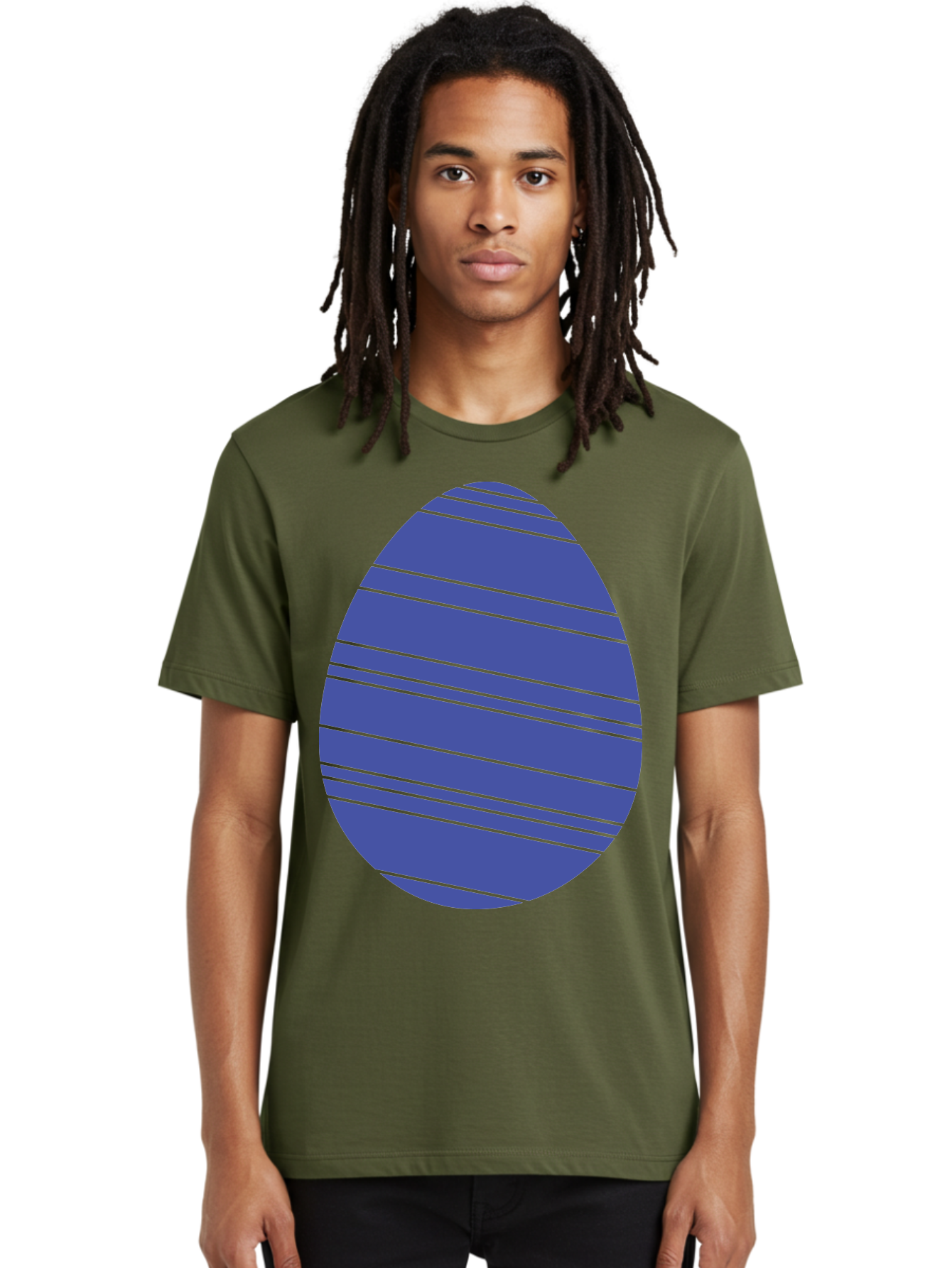 Blue-Easter-Egg Men'S Graphic Tee, 100% Cotton, Comfortable Casual Summer Wear, Machine Washable, Blue Oval Shape, Diagonal Stripes, Striped Pattern, Graphic Design, Abstract Art, Vibrant Colors, Modern Illustration Aac535 8
