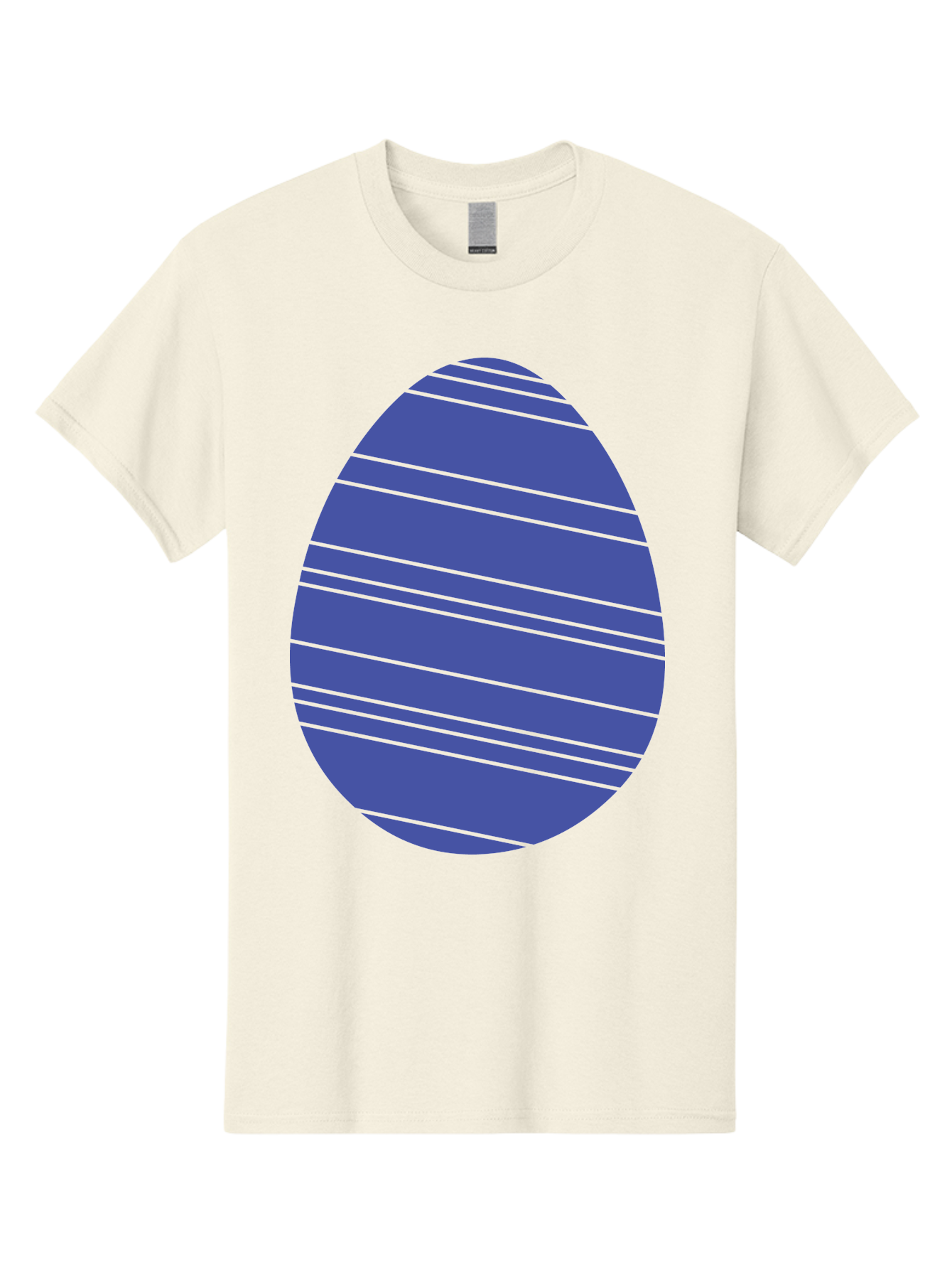 Blue-Easter-Egg Men'S Graphic Tee, 100% Cotton, Comfortable Casual Summer Wear, Machine Washable, Blue Oval Shape, Diagonal Stripes, Striped Pattern, Graphic Design, Abstract Art, Vibrant Colors, Modern Illustration Aac535 3
