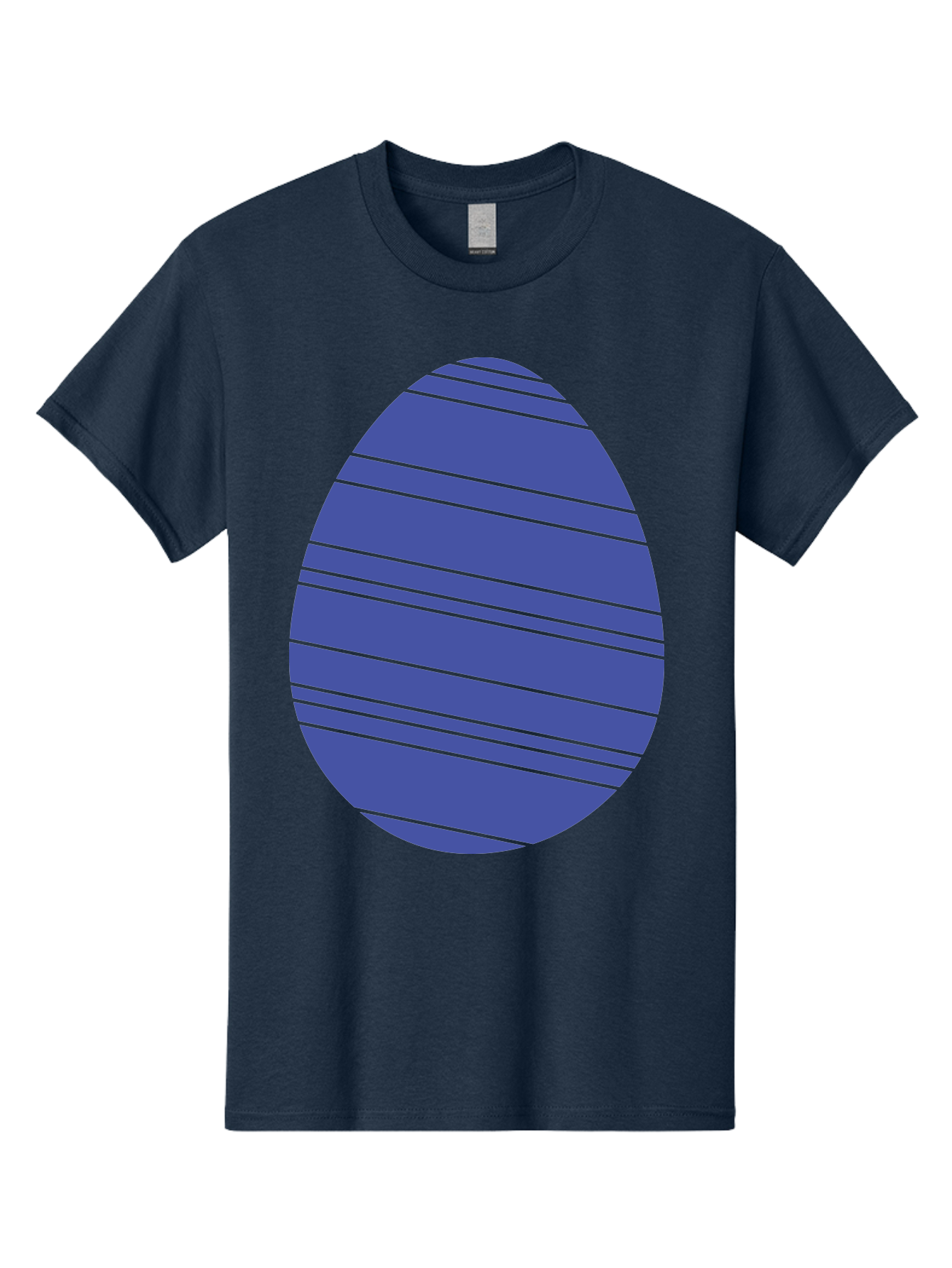 Blue-Easter-Egg Men'S Graphic Tee, 100% Cotton, Comfortable Casual Summer Wear, Machine Washable, Blue Oval Shape, Diagonal Stripes, Striped Pattern, Graphic Design, Abstract Art, Vibrant Colors, Modern Illustration Aac535 5