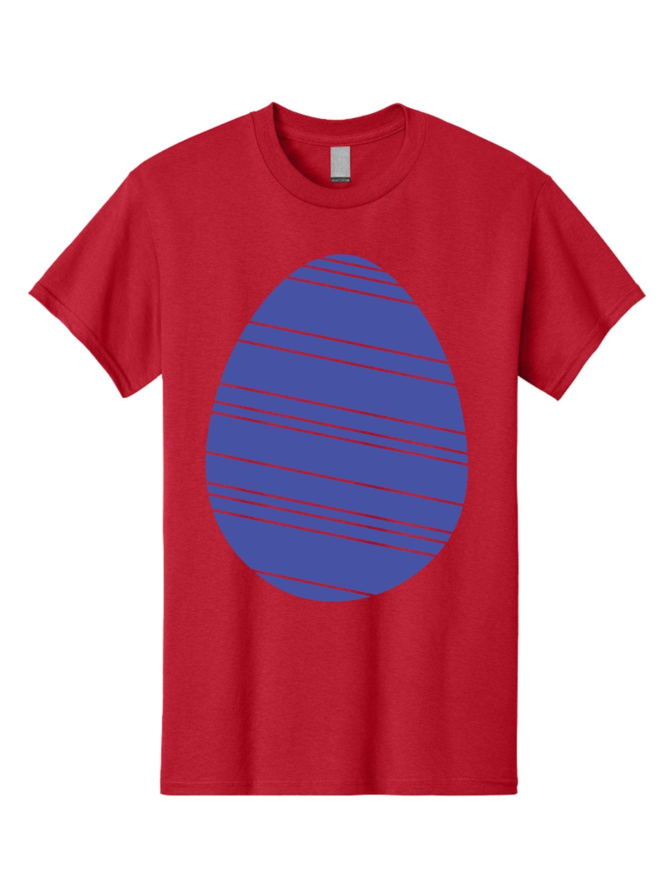 Blue-Easter-Egg Men'S Graphic Tee, 100% Cotton, Comfortable Casual Summer Wear, Machine Washable, Blue Oval Shape, Diagonal Stripes, Striped Pattern, Graphic Design, Abstract Art, Vibrant Colors, Modern Illustration Aac535