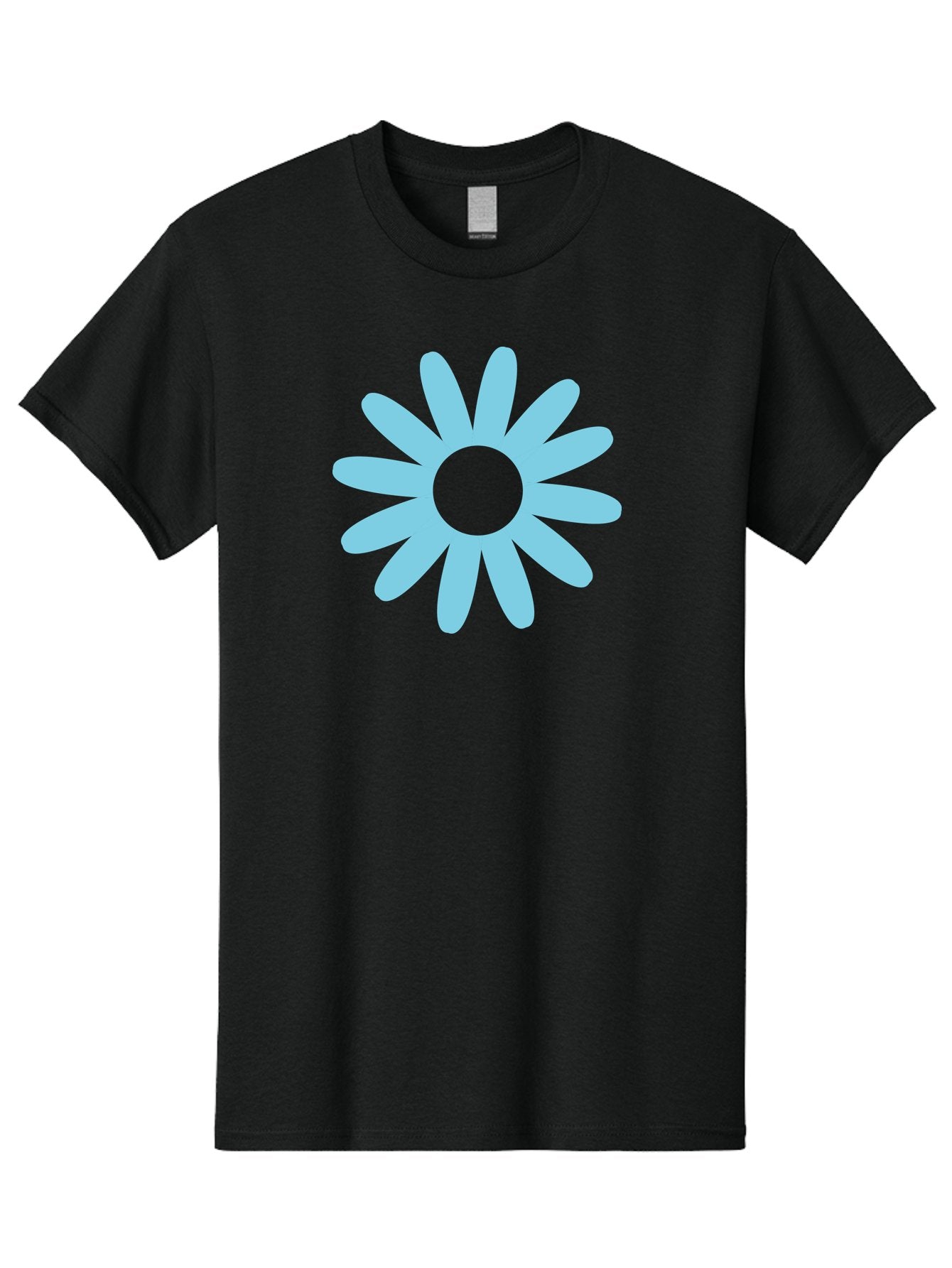 Blue-Flower Men'S Graphic Tee, 100% Cotton, Comfortable Casual Summer Wear, Machine Washable, Blue Flower, Simple Design, Minimalist Art, Floral Pattern, Light Blue Petals, Abstract Flower, Modern Graphics Aac536 12