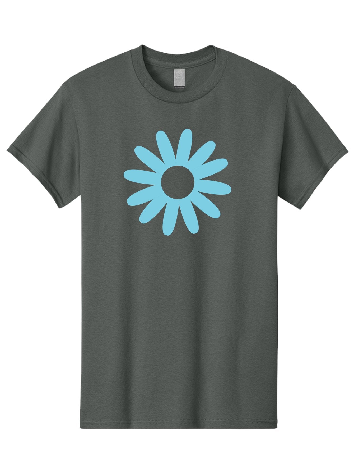 Blue-Flower Men'S Graphic Tee, 100% Cotton, Comfortable Casual Summer Wear, Machine Washable, Blue Flower, Simple Design, Minimalist Art, Floral Pattern, Light Blue Petals, Abstract Flower, Modern Graphics Aac536
