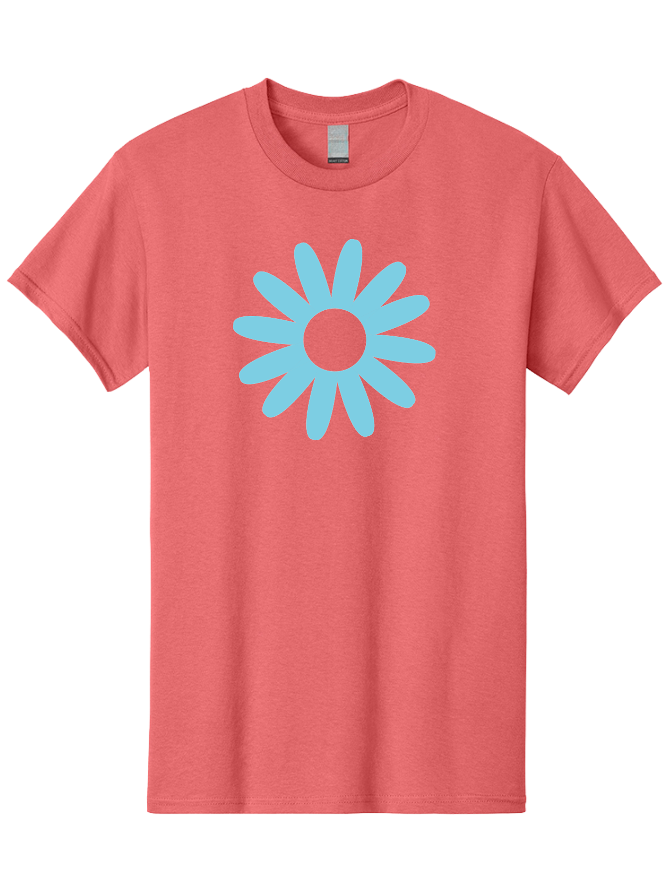Blue-Flower Men'S Graphic Tee, 100% Cotton, Comfortable Casual Summer Wear, Machine Washable, Blue Flower, Simple Design, Minimalist Art, Floral Pattern, Light Blue Petals, Abstract Flower, Modern Graphics Aac536 7