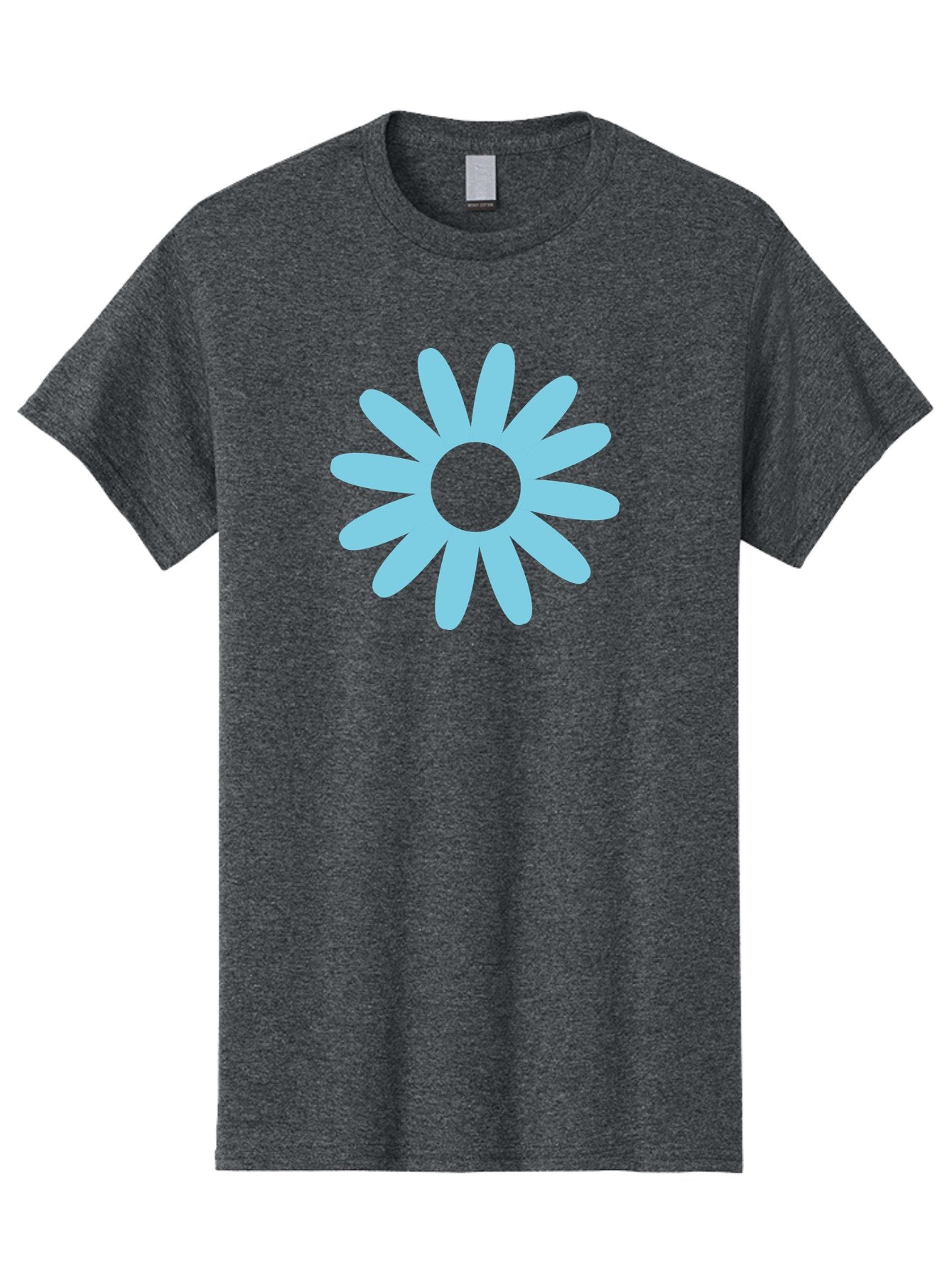 Blue-Flower Men'S Graphic Tee, 100% Cotton, Comfortable Casual Summer Wear, Machine Washable, Blue Flower, Simple Design, Minimalist Art, Floral Pattern, Light Blue Petals, Abstract Flower, Modern Graphics Aac536 10