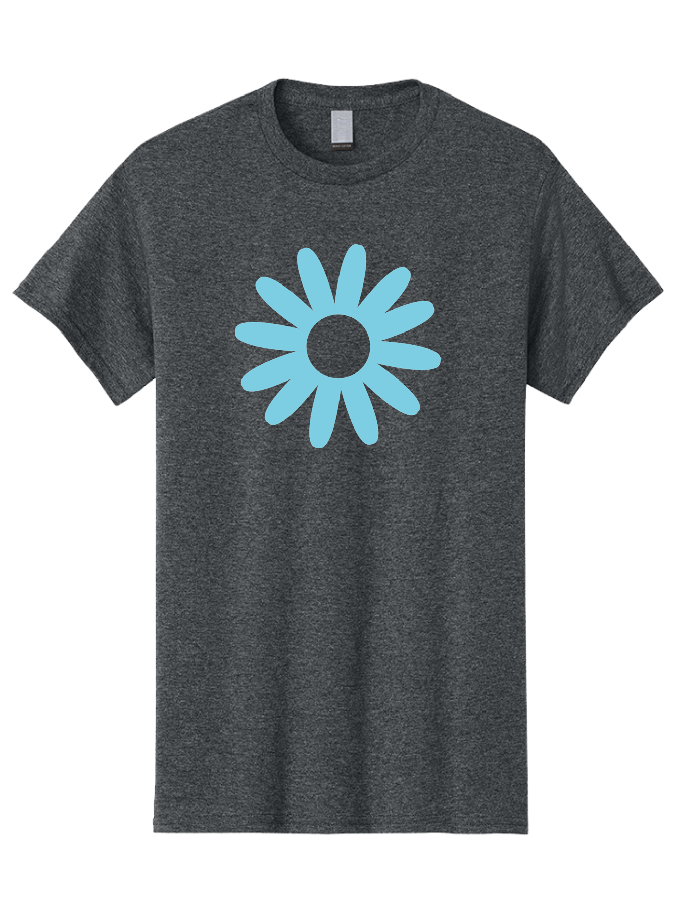 Blue-Flower Men'S Graphic Tee, 100% Cotton, Comfortable Casual Summer Wear, Machine Washable, Blue Flower, Simple Design, Minimalist Art, Floral Pattern, Light Blue Petals, Abstract Flower, Modern Graphics Aac536 27