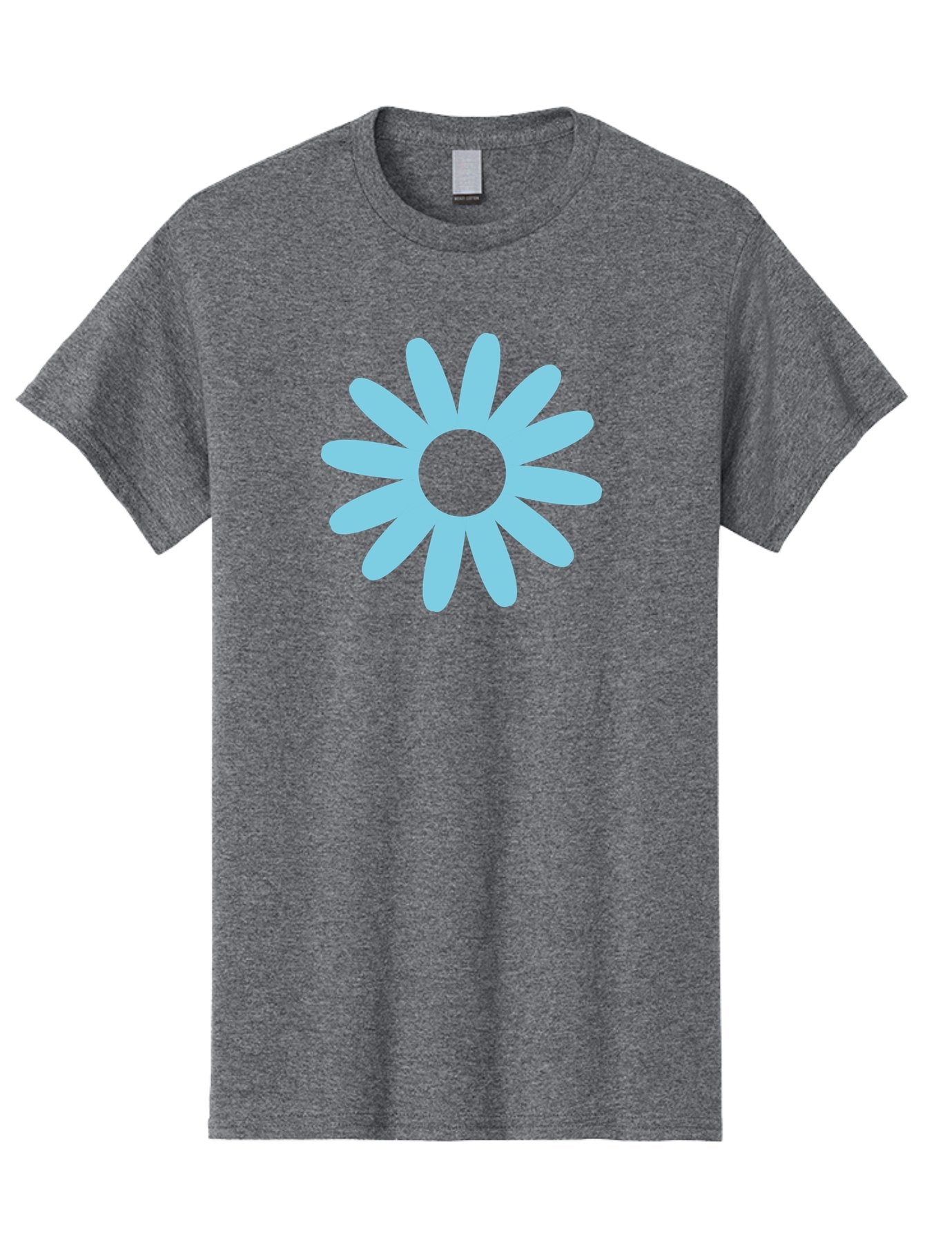 Blue-Flower Men'S Graphic Tee, 100% Cotton, Comfortable Casual Summer Wear, Machine Washable, Blue Flower, Simple Design, Minimalist Art, Floral Pattern, Light Blue Petals, Abstract Flower, Modern Graphics Aac536 14
