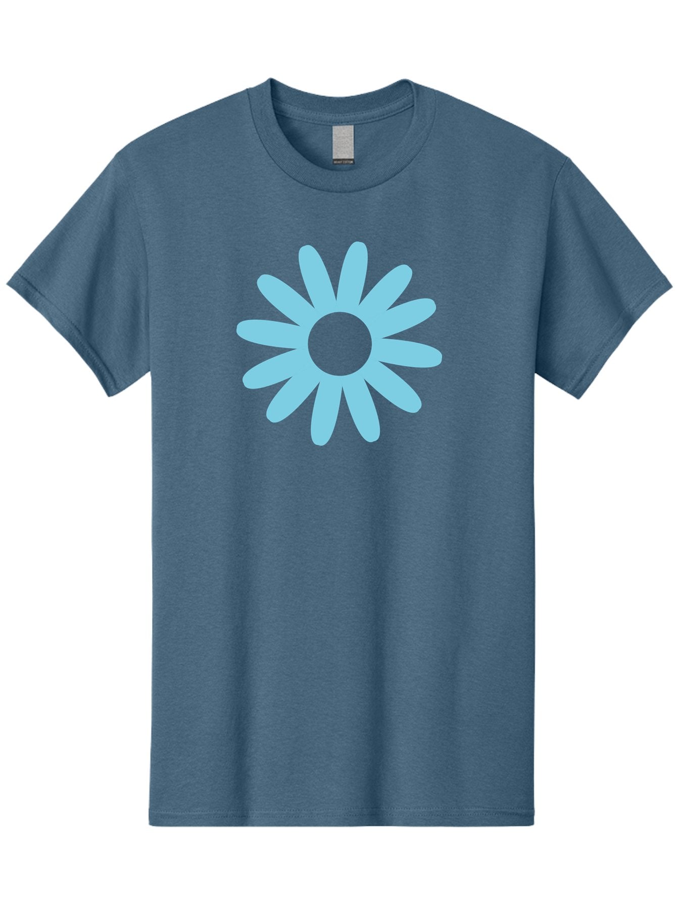 Blue-Flower Men'S Graphic Tee, 100% Cotton, Comfortable Casual Summer Wear, Machine Washable, Blue Flower, Simple Design, Minimalist Art, Floral Pattern, Light Blue Petals, Abstract Flower, Modern Graphics Aac536 5