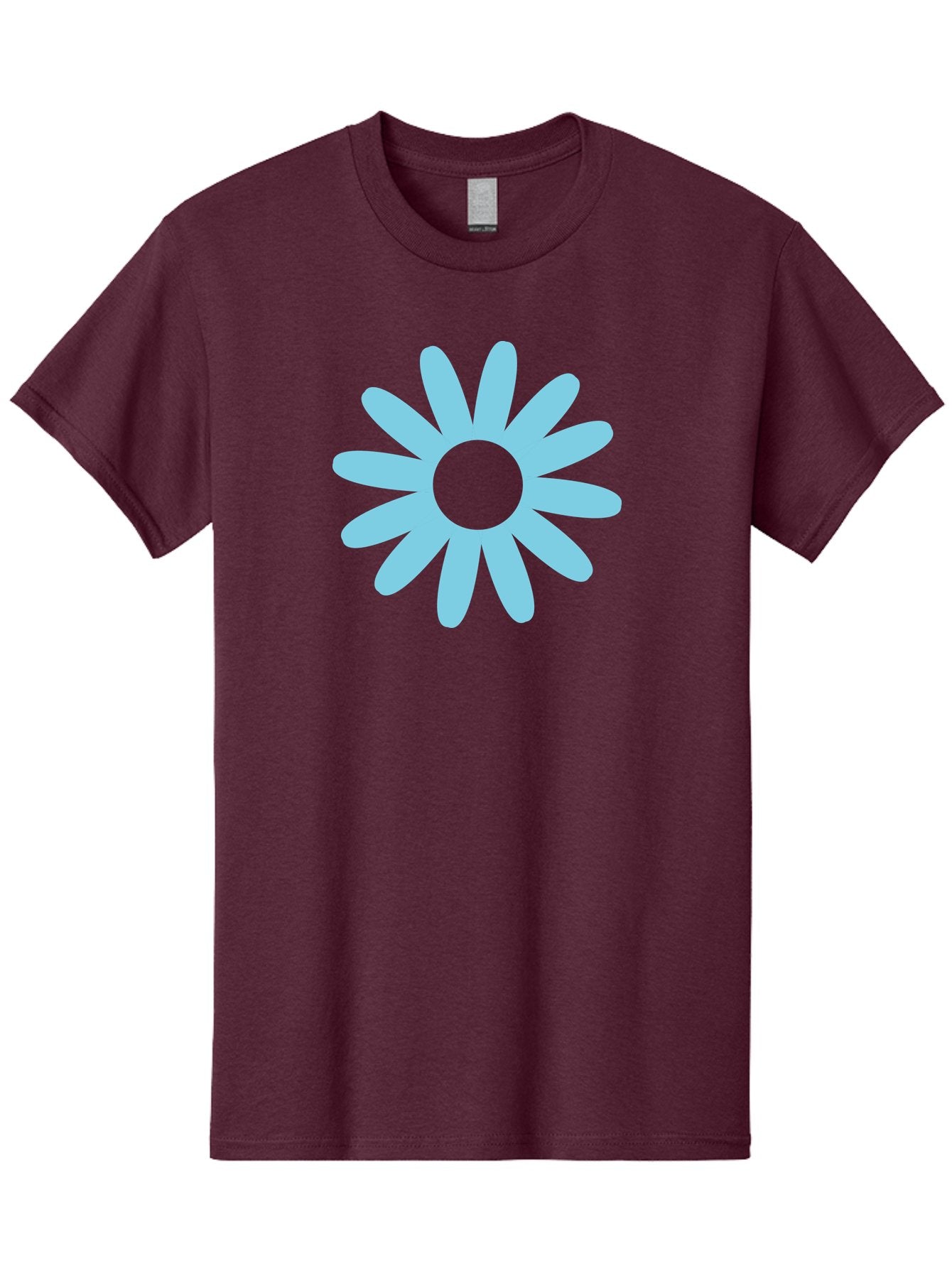Blue-Flower Men'S Graphic Tee, 100% Cotton, Comfortable Casual Summer Wear, Machine Washable, Blue Flower, Simple Design, Minimalist Art, Floral Pattern, Light Blue Petals, Abstract Flower, Modern Graphics Aac536 9