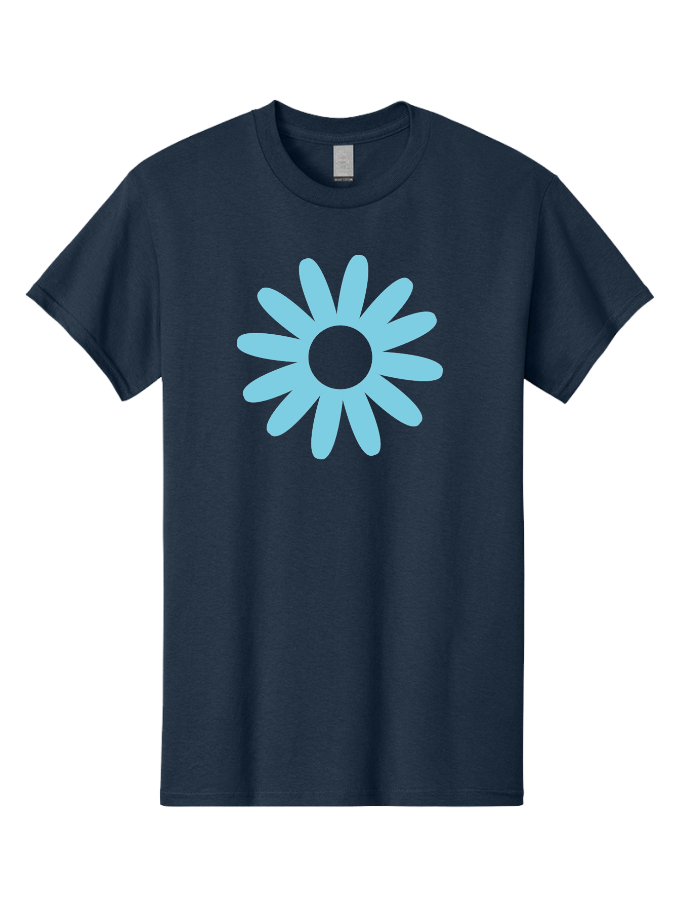 Blue-Flower Men'S Graphic Tee, 100% Cotton, Comfortable Casual Summer Wear, Machine Washable, Blue Flower, Simple Design, Minimalist Art, Floral Pattern, Light Blue Petals, Abstract Flower, Modern Graphics Aac536