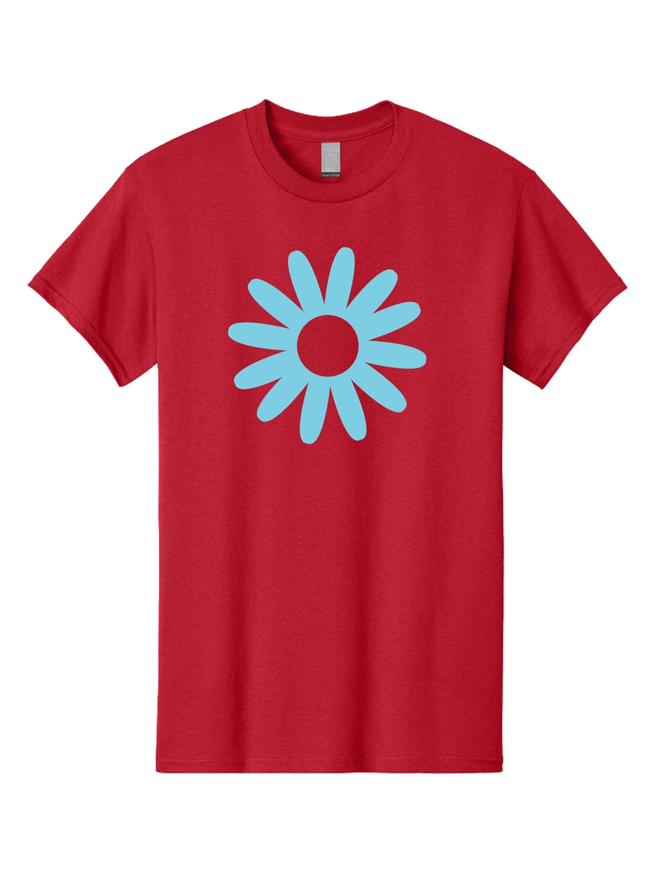 Blue-Flower Men'S Graphic Tee, 100% Cotton, Comfortable Casual Summer Wear, Machine Washable, Blue Flower, Simple Design, Minimalist Art, Floral Pattern, Light Blue Petals, Abstract Flower, Modern Graphics Aac536 6